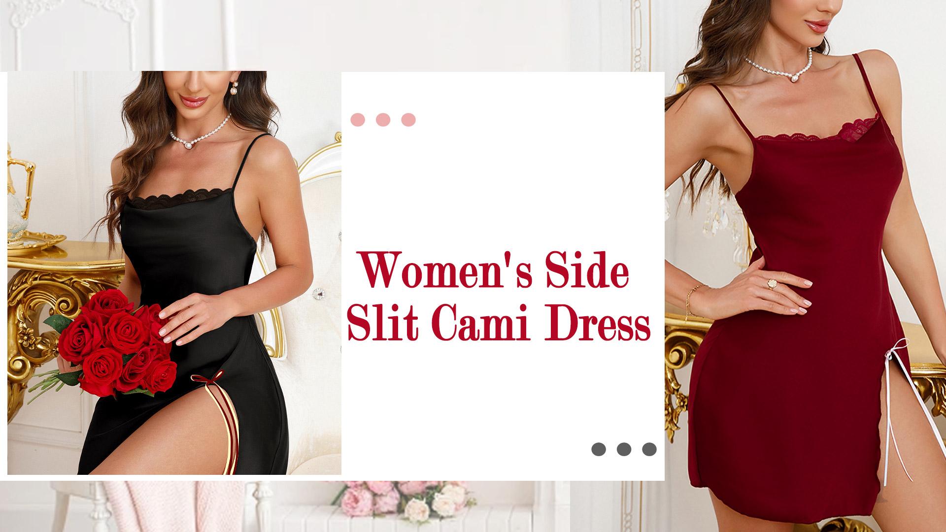 thumbnail video image 2 of Ausing Womens Lingerie Lace Babydoll Sleepwear Strap Chemise Halter Side Slits Nightwear Boudoir Outfits White L, 2 of 7