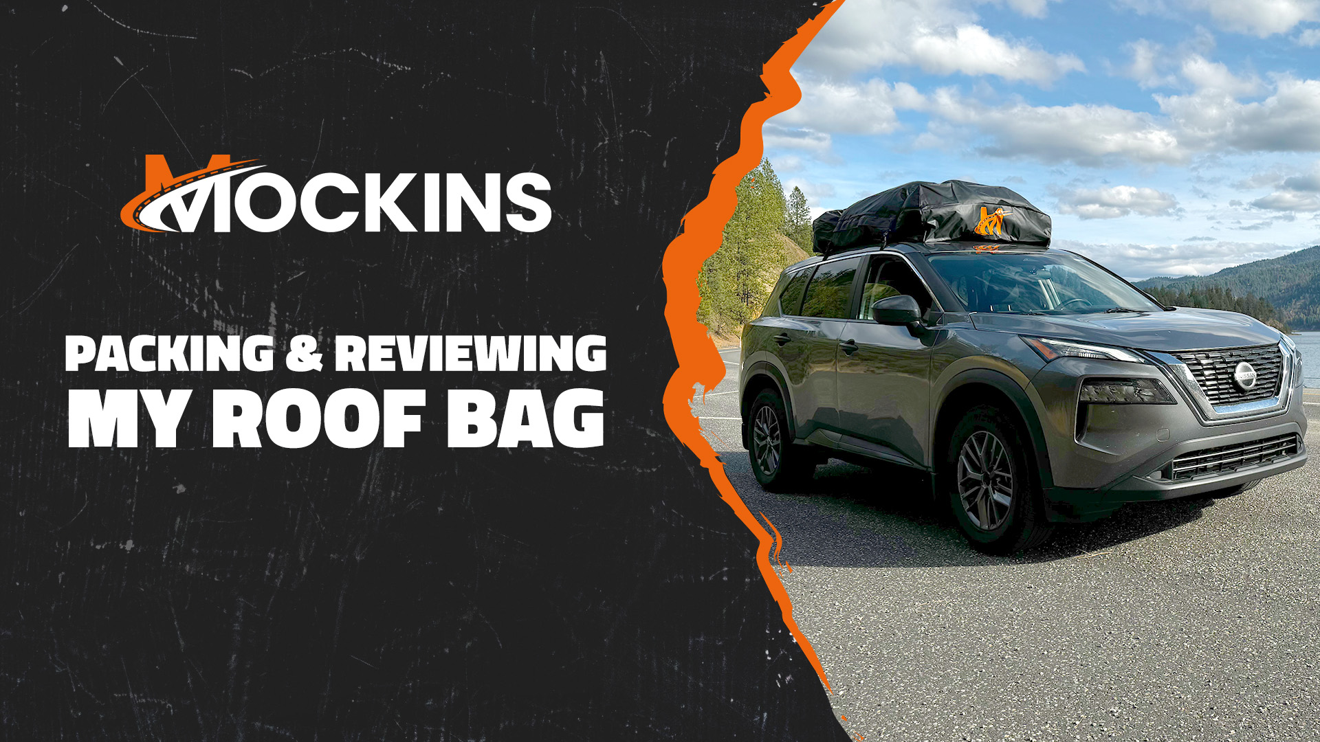 thumbnail video image 2 of Mockins 25 Cu Ft. Black Waterproof Roof Top Cargo Bag  (60"x43"x17") with Roof Pad, Straps, Hooks, Lock & Carry Bag, 2 of 10