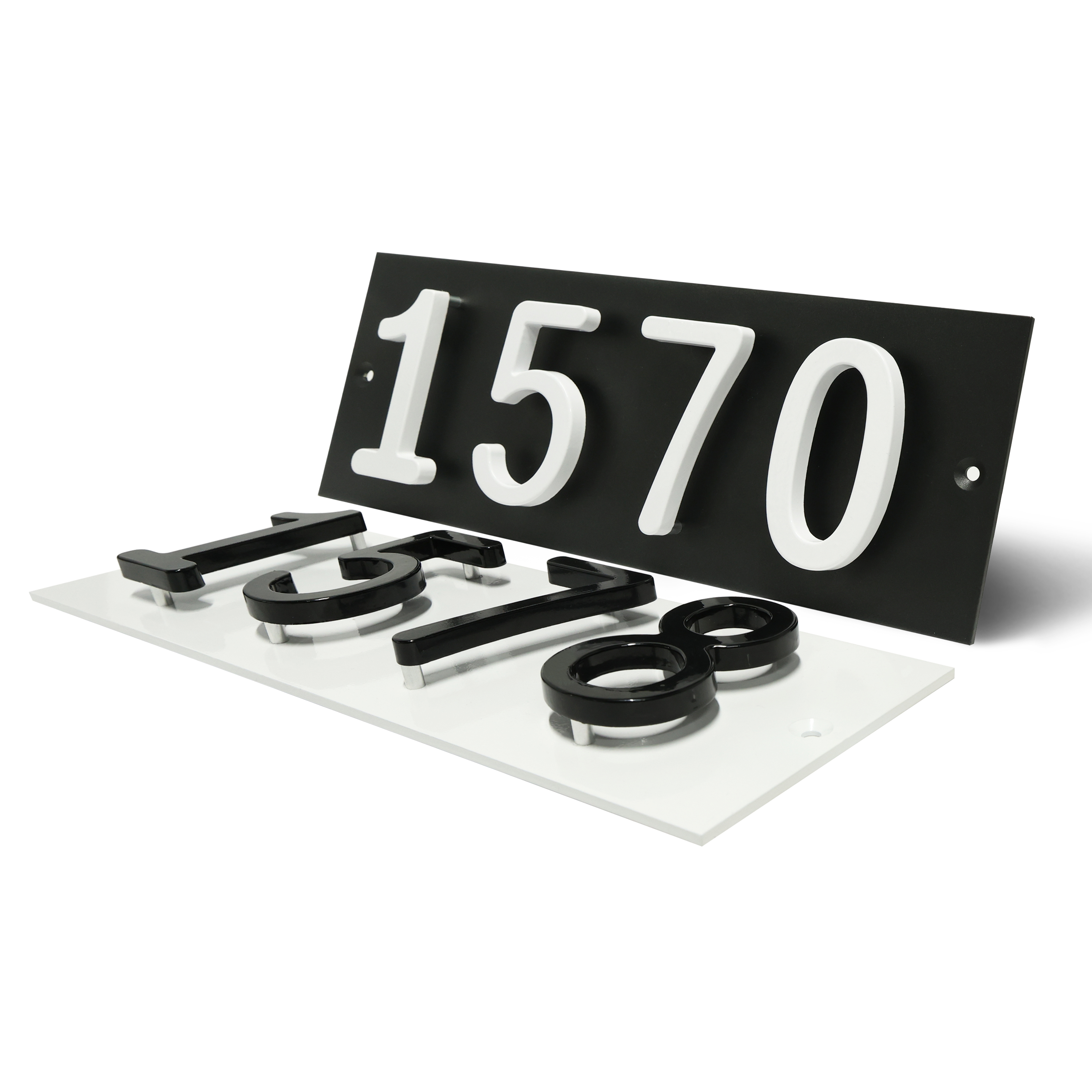 thumbnail video image 2 of ColourTree Personalized Floating House Numbers Address Street Sign Plaque in Vertical/Horizontal, Aluminum Modern Front Door Sign - Made In USA (Custom Plate & Fonts Colors/Numbers), 2 of 10