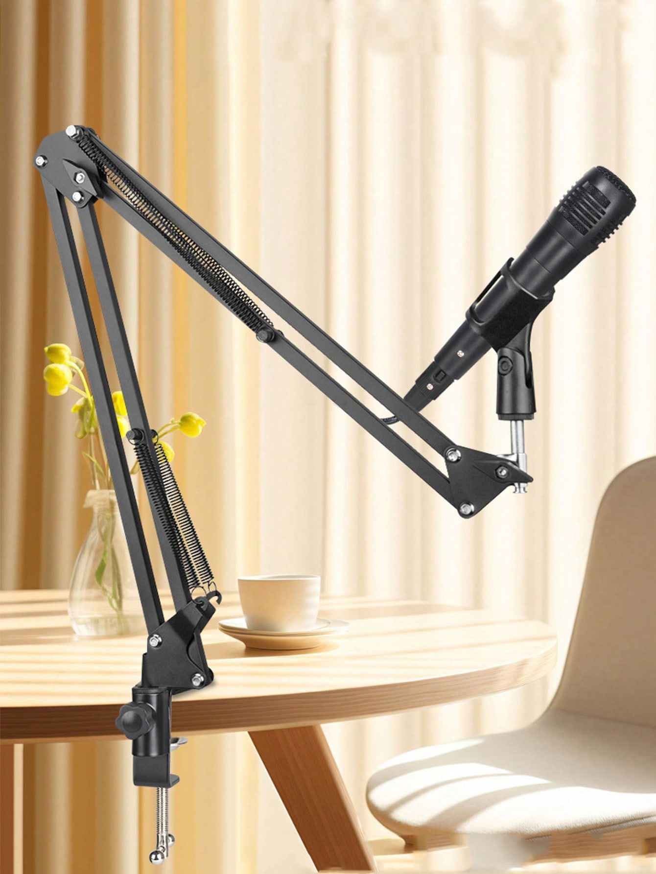 thumbnail video image 2 of Boom Arm Microphone Mic Stand for Blue Yeti, HyperX QuadCast SoloCast, Snowball, Fifine and Other Microphones, Black, 2 of 11