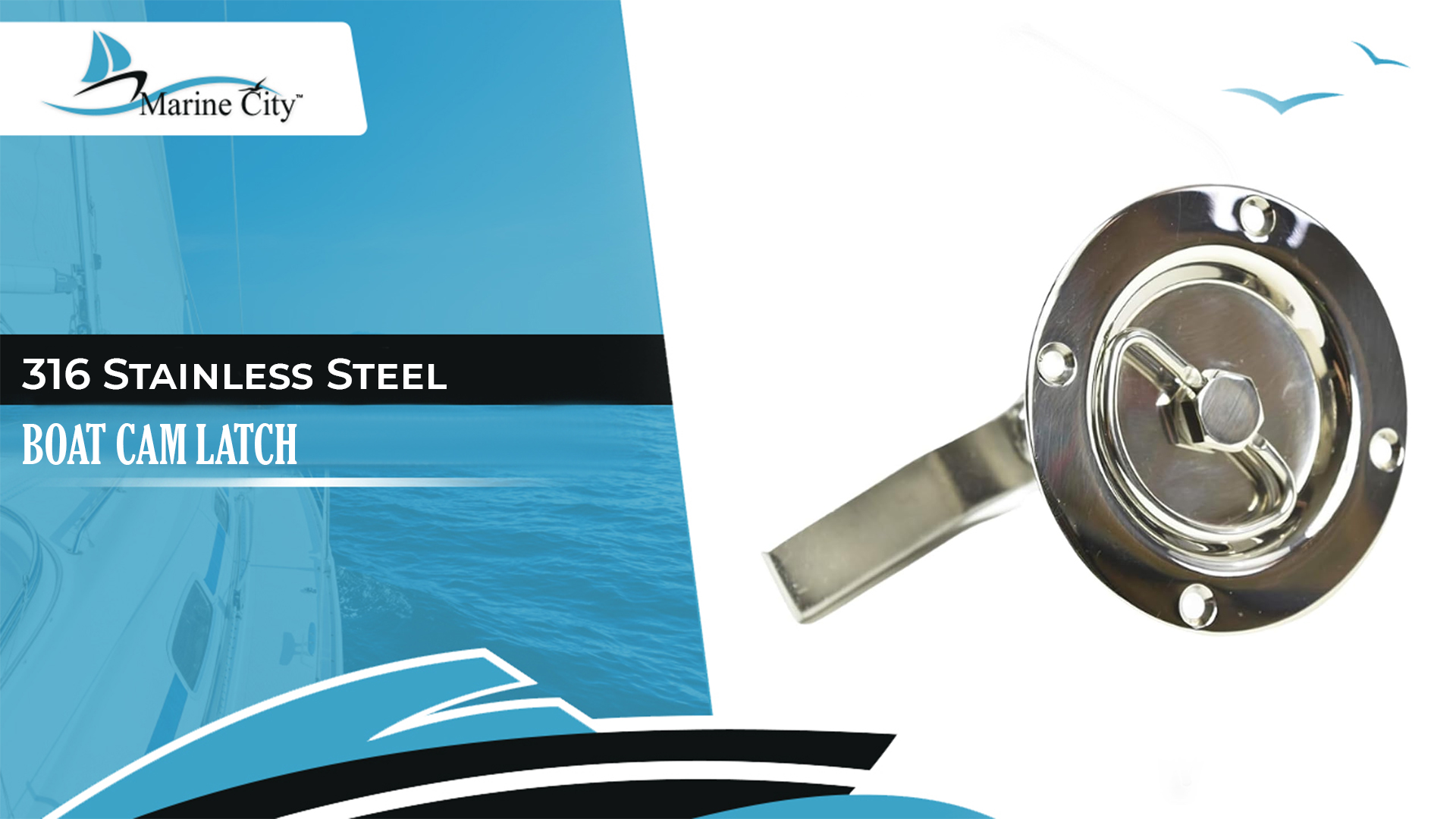 thumbnail video image 2 of MARINE CITY Boat Cam Latch Grade 316 Stainless Steel 3-3/4 Inches Corrosion-Resistant for Fishing Boats Yachts Marines Ships Pack of 1, 2 of 8