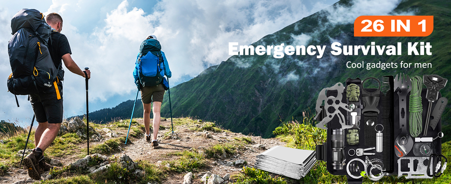 thumbnail video image 2 of TEIPUERY Survival Kits 26 in 1, Survival Gear and Equipment Fishing Hunting Birthday for Men, Camping Accessories, Cool Gadget, Camping Essentials, 2 of 7