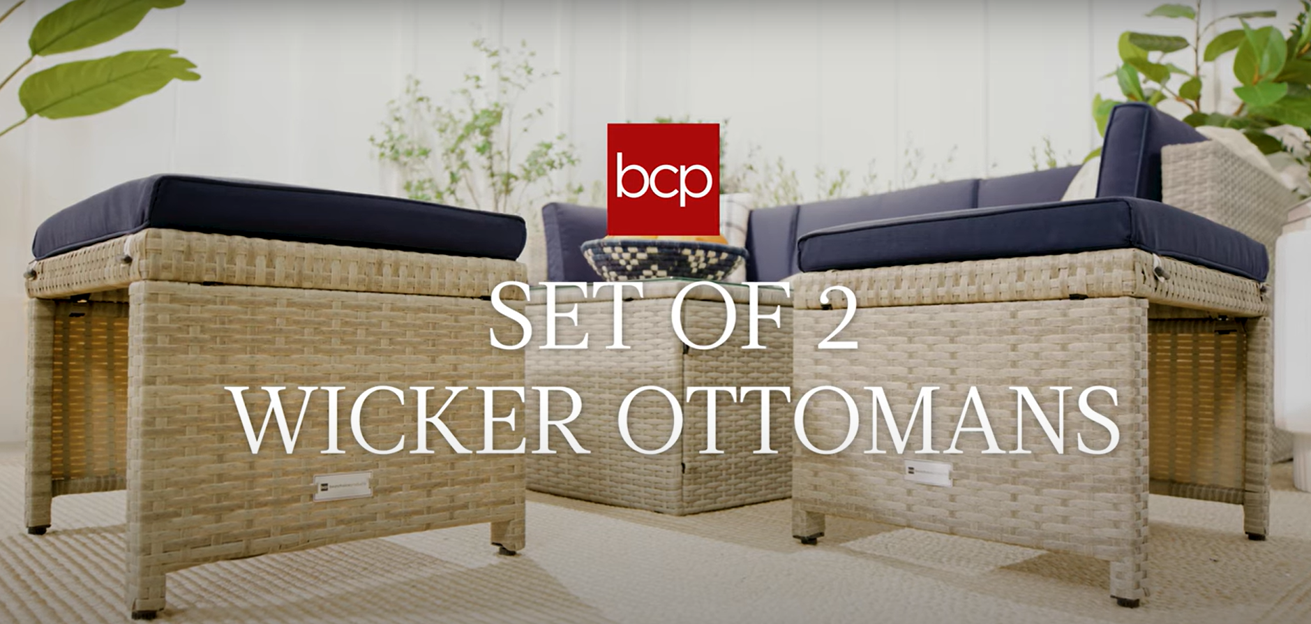 thumbnail video image 2 of Best Choice Products Set of 2 Multipurpose Patio Wicker Ottomans w/ Removable Cushions - Gray/Black, 2 of 9