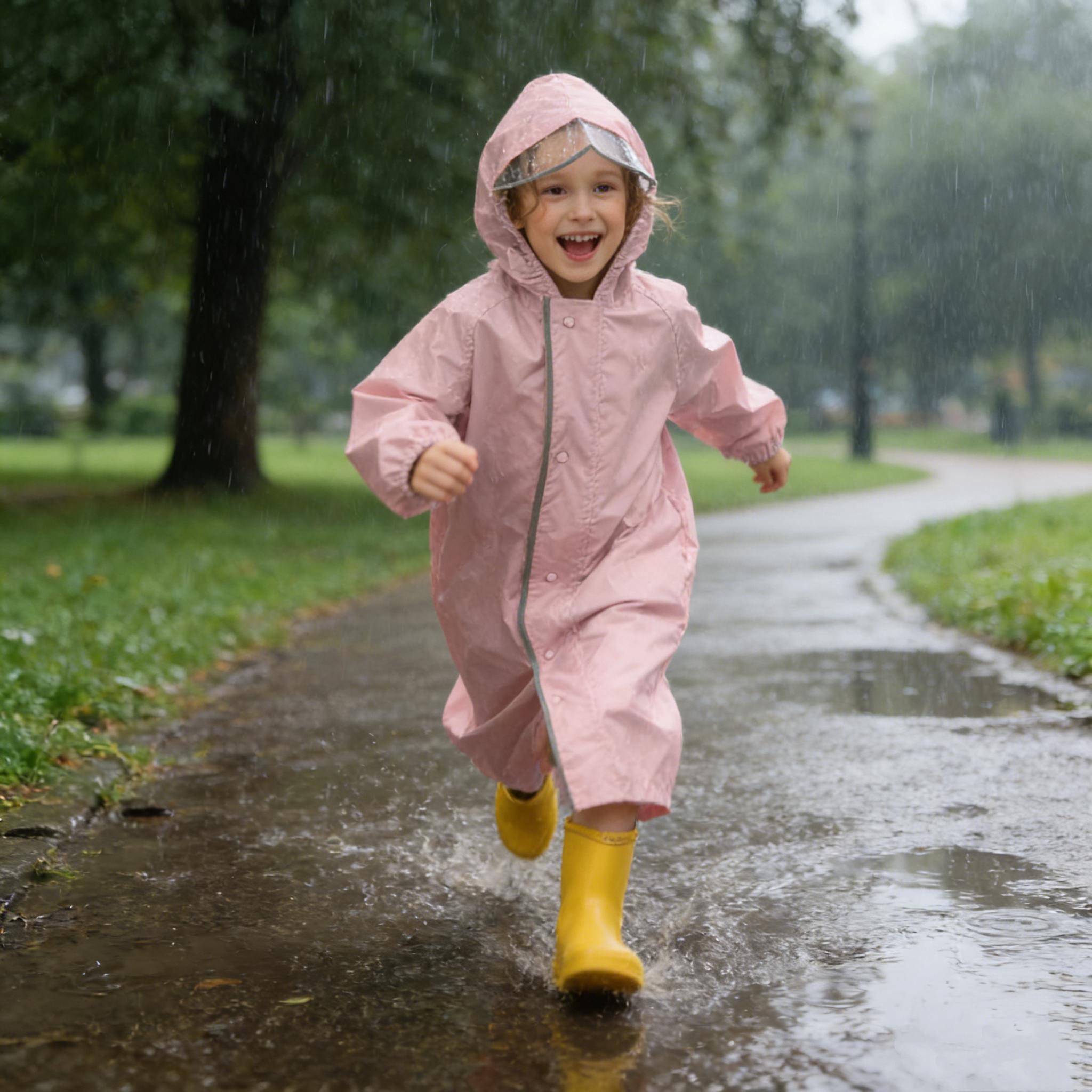 thumbnail video image 2 of Xijirk Kids Rain Jacket,Kids Long Raincoat with Backpack Cover and Detachable Hood Boys Girls Students Solid Color Rain Coat for School Walking,Z01 Dark Green,4-6 Years, 2 of 5