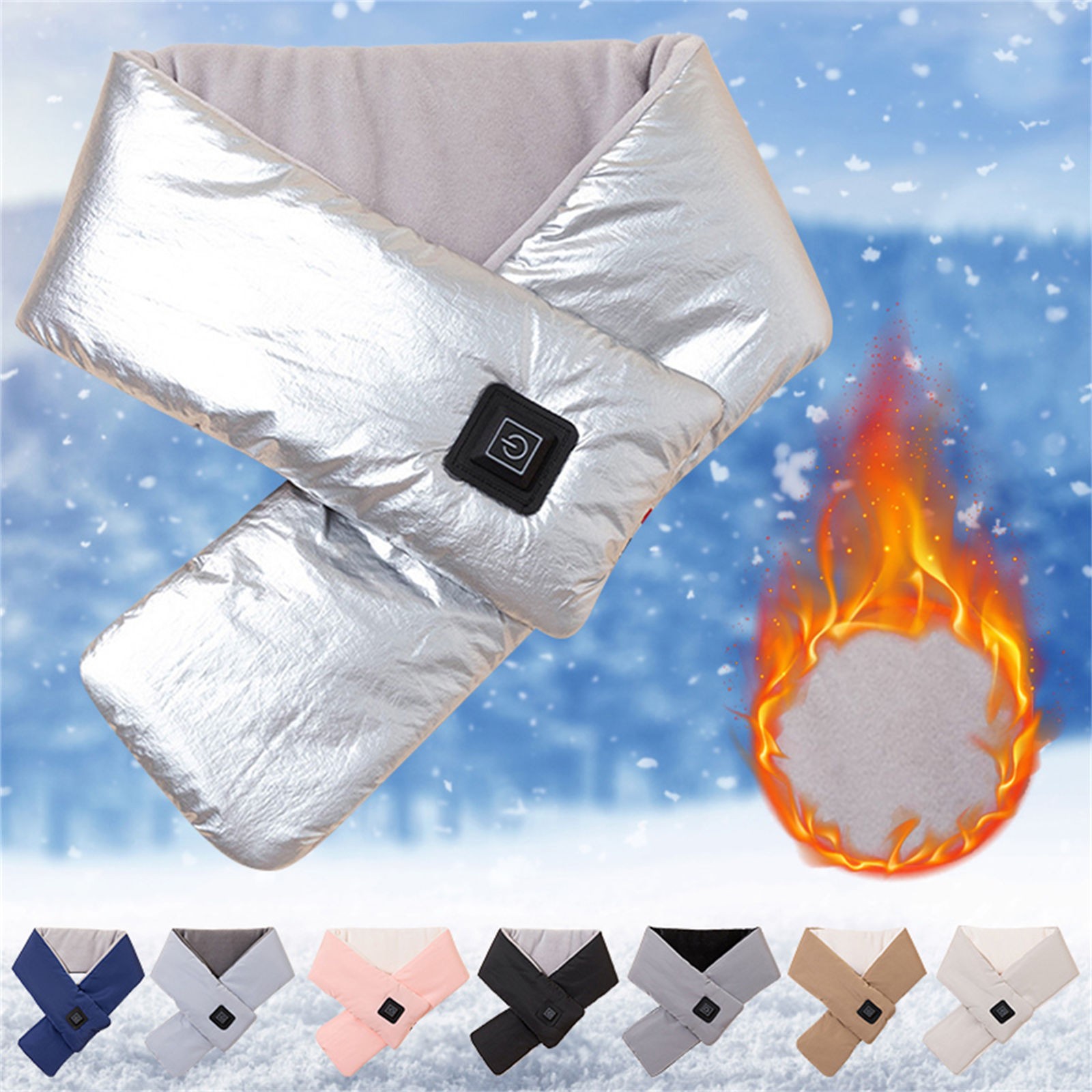 thumbnail video image 2 of GZWYHT Scarves for Women Lightweight,Scarves Heated Scarf Neck Heating Pad Men And Women Rechargable Heated Neck Warmer Wrap USB Thermal Scarfs Neck Scarf,Clearance,Womens Scarves Gray 2, 2 of 8