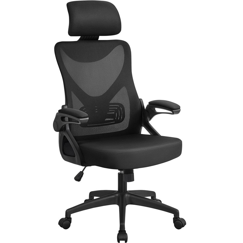 thumbnail video image 2 of Alden Design High Back Ergonomic Mesh Office Chair with Adjustable Padded Headrest, Black, 2 of 8