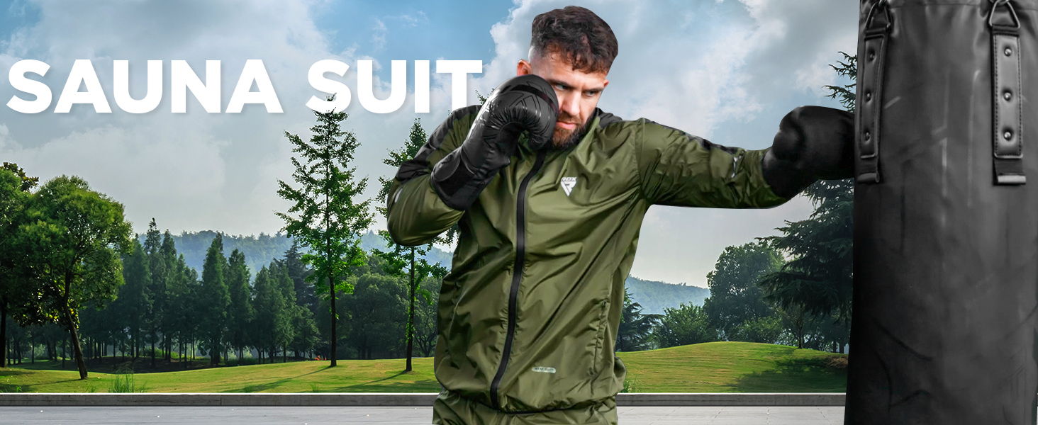 thumbnail video image 2 of RDX Sauna Suit Weight Loss, Full Body Sweat Heat Suit, Anti Rip Long Sleeves Tracksuit, Boxing MMA Slimming Gym Fitness Running Workout Zipper Jacket, Top Trouser Set Men Women, 2 of 7