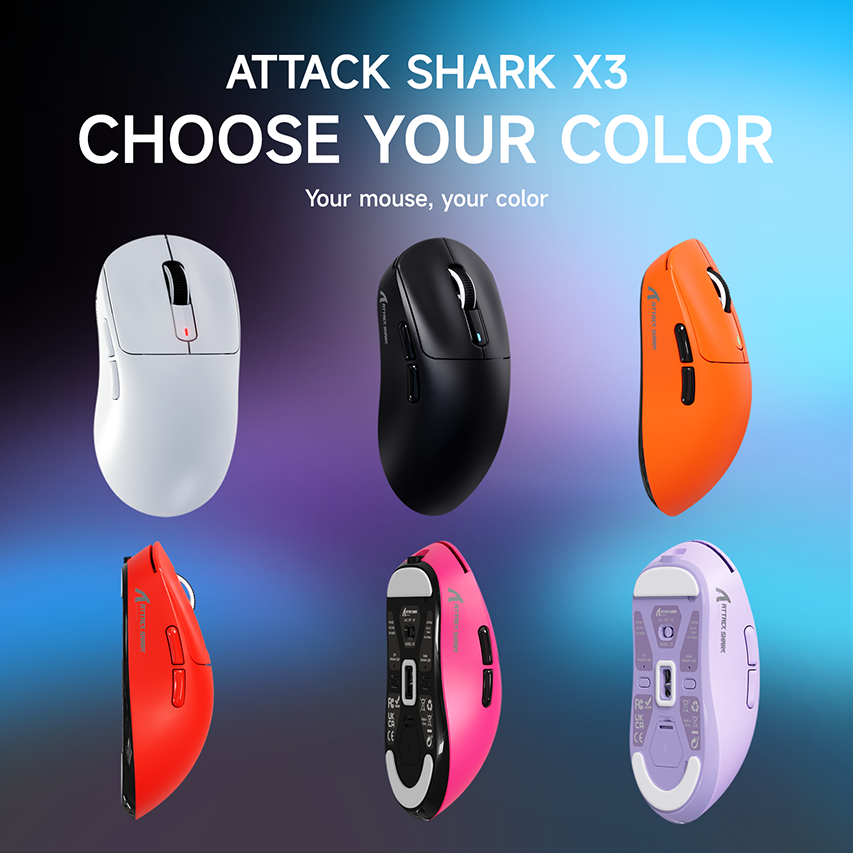 thumbnail video image 2 of ATTACK SHARK X3 Wireless Gaming Mouse, 49g Ergonomic Design, Tri-Mode Bluetooth/2.4G/USB-C Wired, PAW3395 Optical Sensor, 26000 DPI, Programmable Buttons, for PC/Laptop/Mac, Purple, 2 of 10