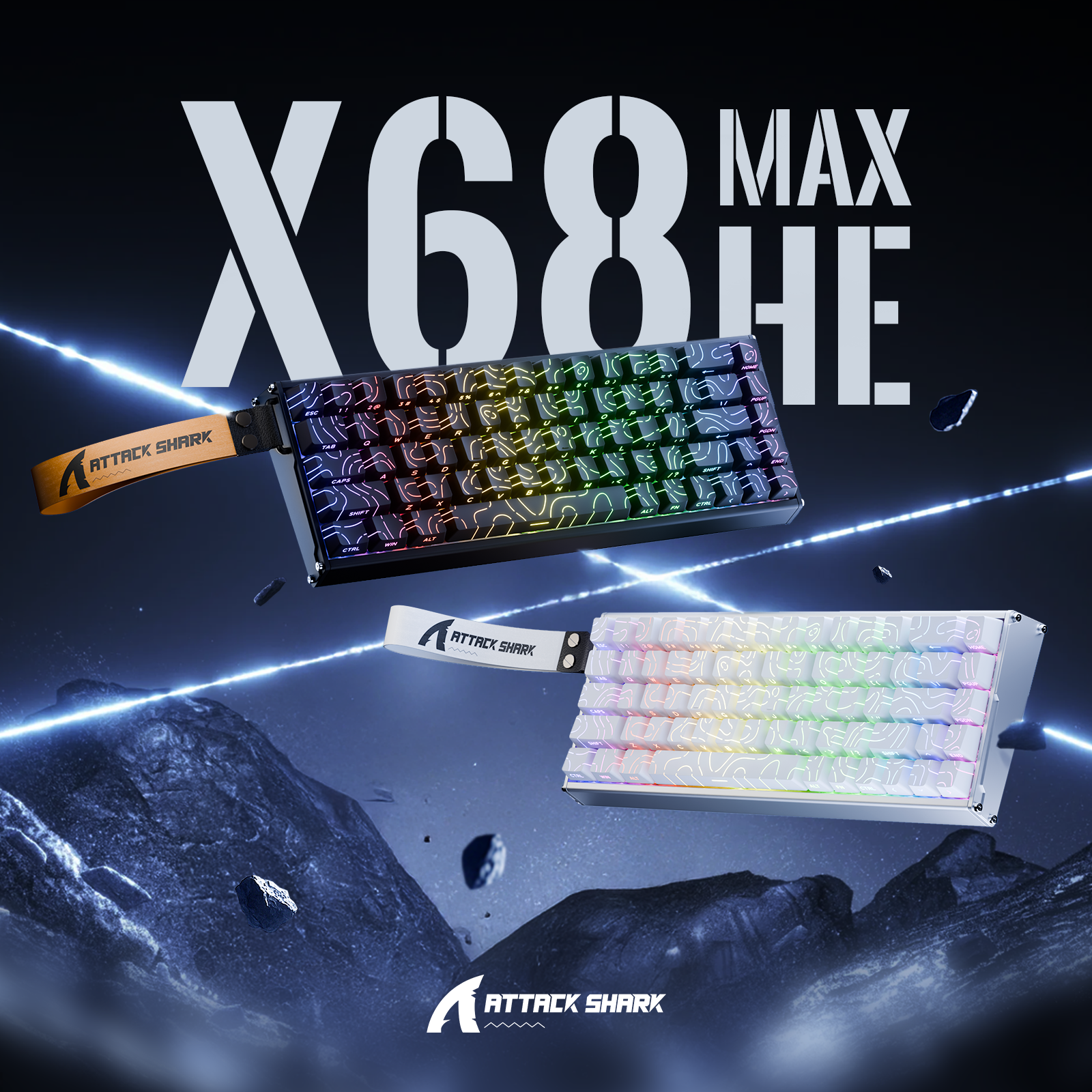 thumbnail video image 2 of ATTACK SHARK X68 MAX 60% Wired Mechanical Gaming Keyboard, Aluminum Alloy Case, Rapid Trigger, Hall Effect Magnetic Switches, 8KHz Polling Rate, RGB Backlit, PC/Mac Compatible, White, 2 of 10