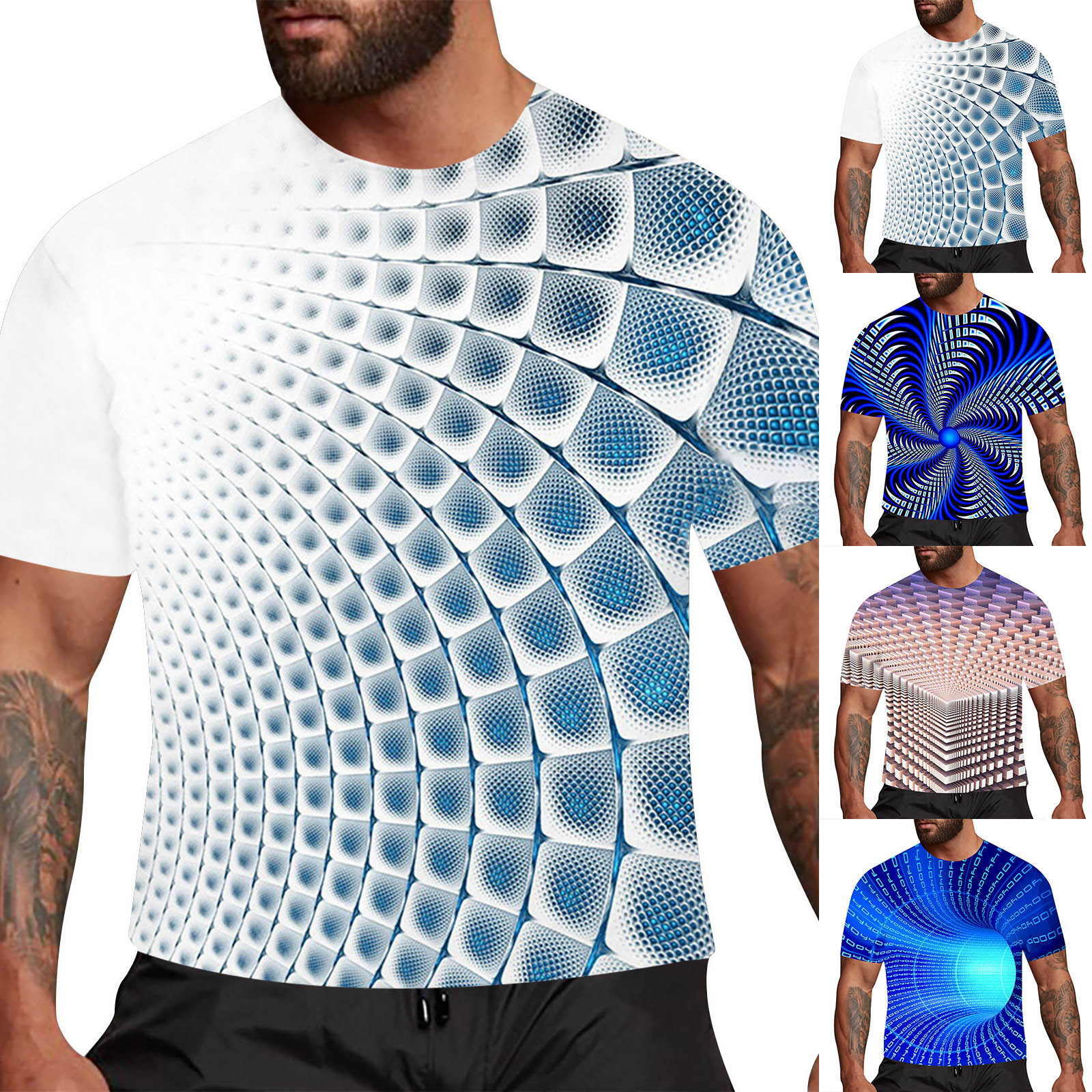 thumbnail video image 2 of IDALL Graphic Tees Men Mens Shirts Funny Shirts Fashion 3D Print T Shirts Funny Graphics Pattern Crewneck Short Sleeve Tees Summer Tops White 4Xl, 2 of 5