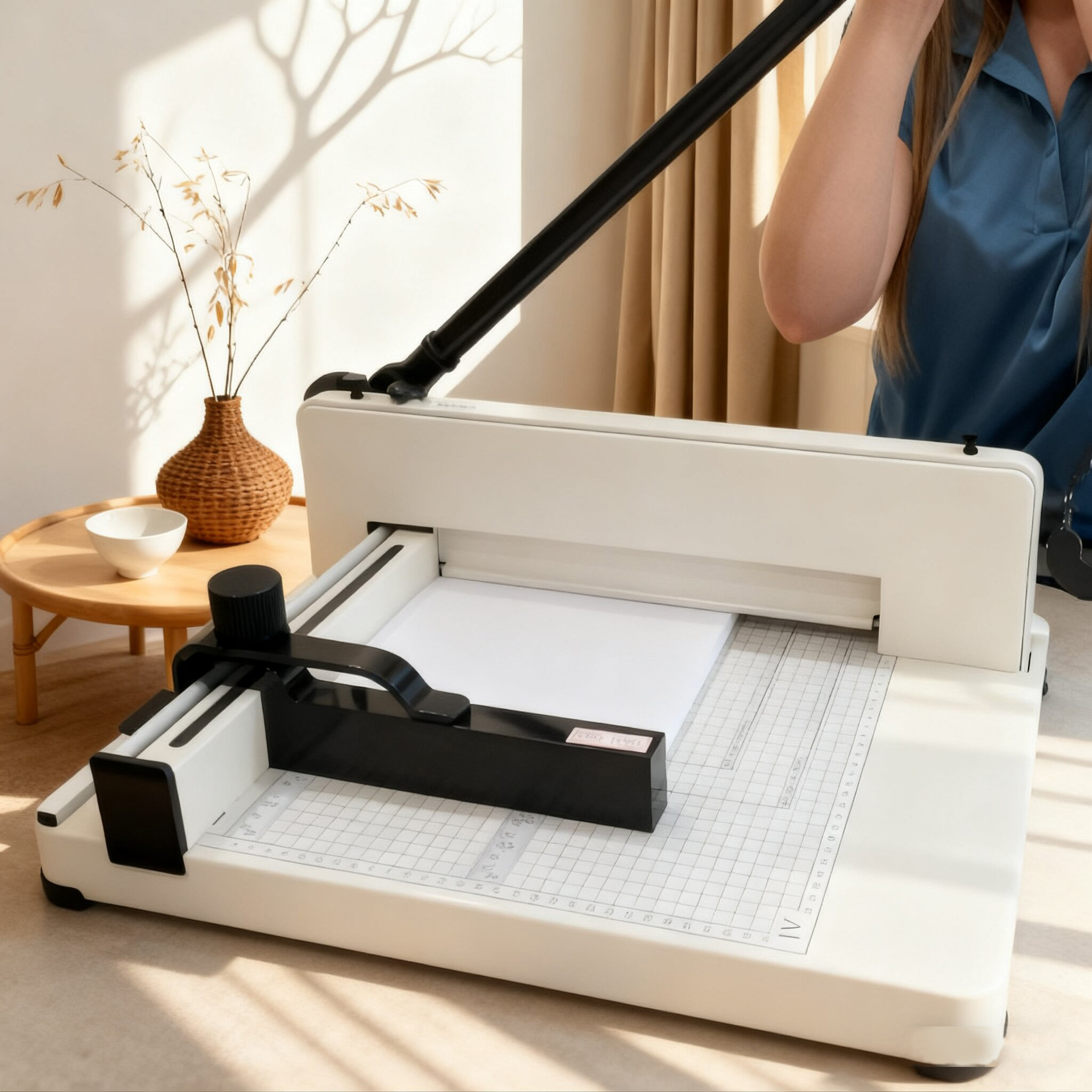 thumbnail video image 2 of Industrial Paper Cutter A3 Heavy Duty Paper Cutter 17 Inch Paper Cutter Heavy Duty 500 Sheets Paper with Clear Cutting Guide for Offices, Businesses and Printing Shops, 2 of 11