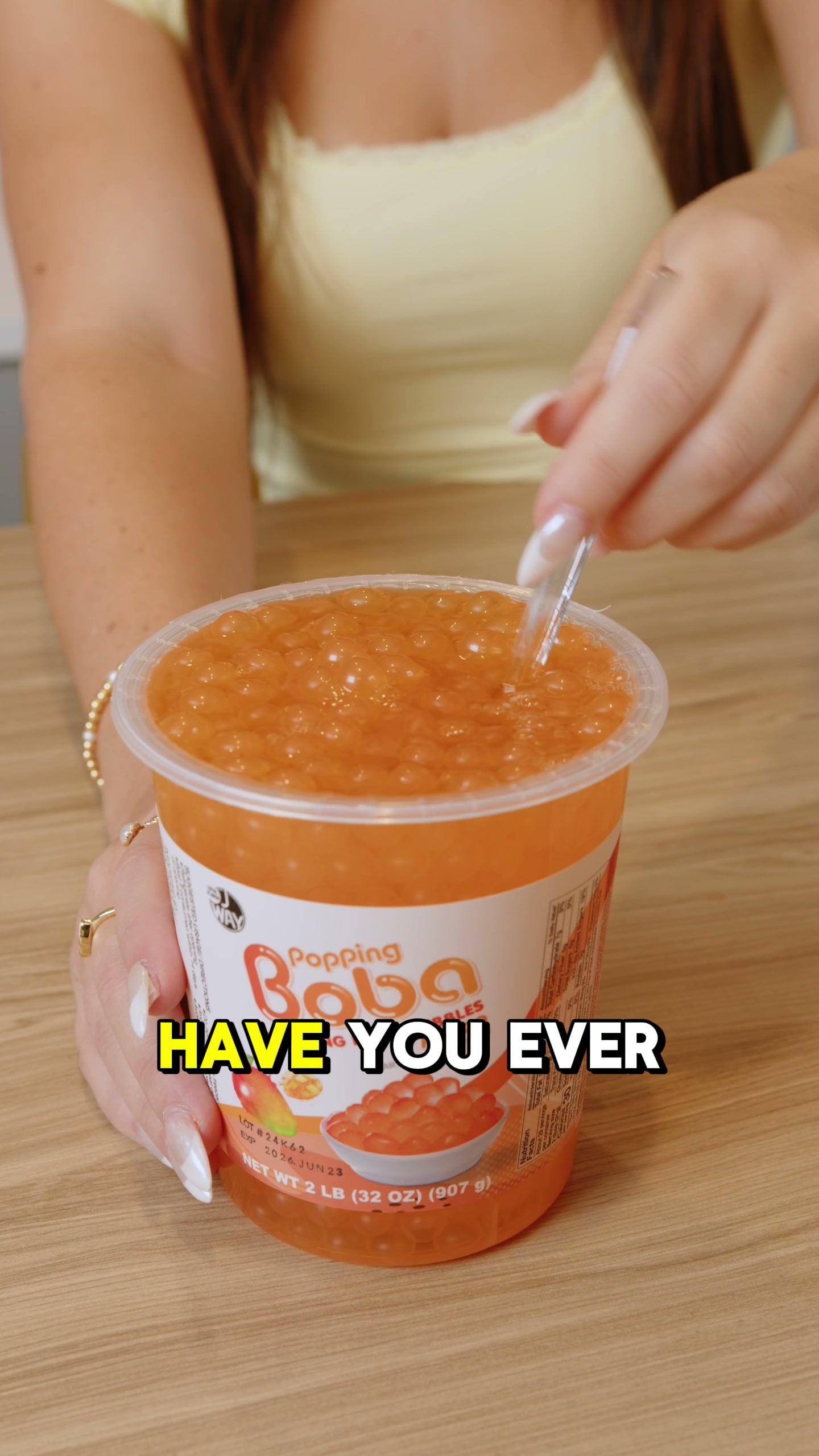 thumbnail video image 2 of J WAY Bursting Popping Mango Boba Pearls, Mango Syrup, Non-Dairy, Fat-Free Popping Tapioca Boba for Beverages, Sweets, Ice Cream (2LB, 1 Pack), 2 of 8