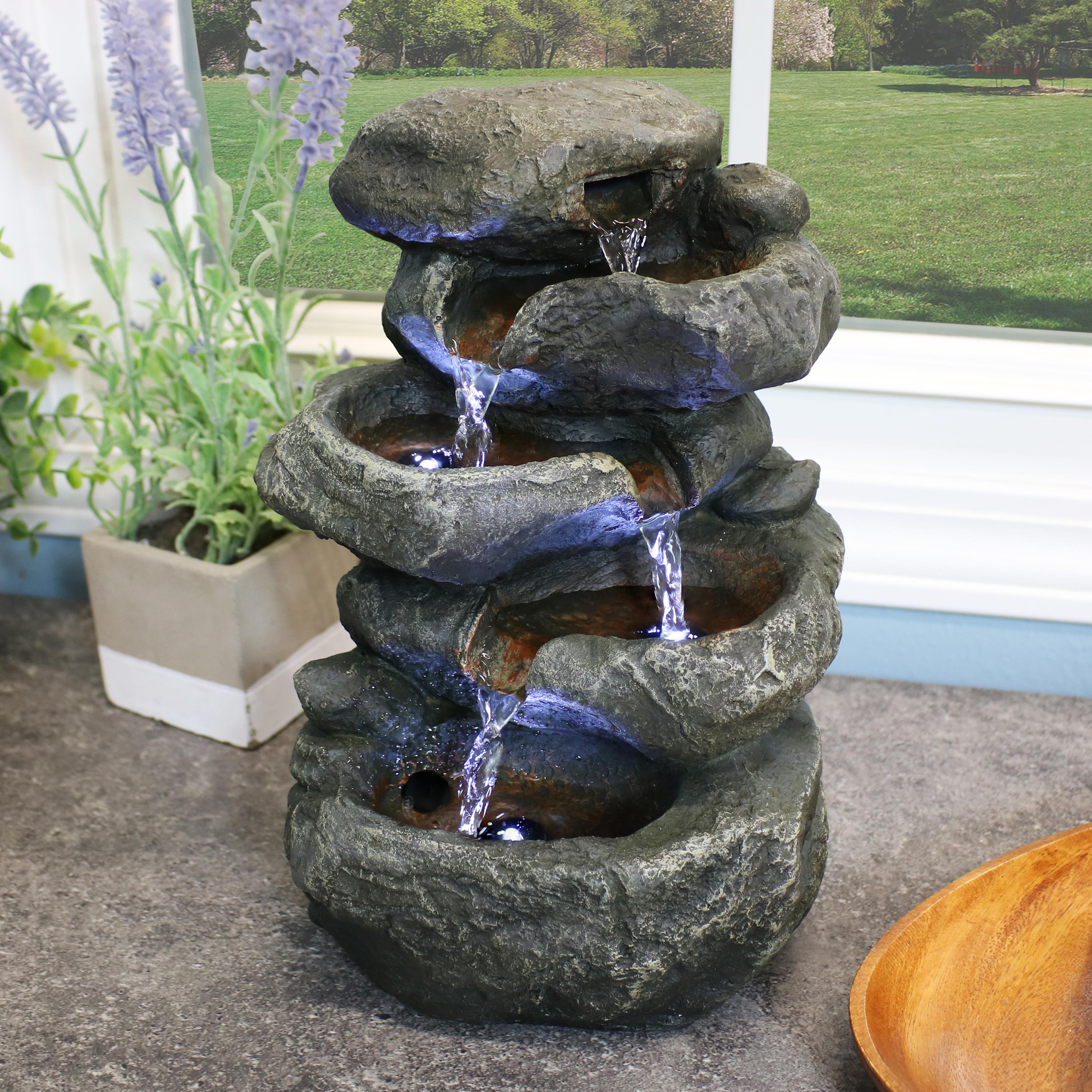 thumbnail video image 2 of Sunnydaze Decor Tabletop Water Fountain, 7.00 x 5.50 x 10.50 Inch, Polyresin Light Grey, 2 of 13