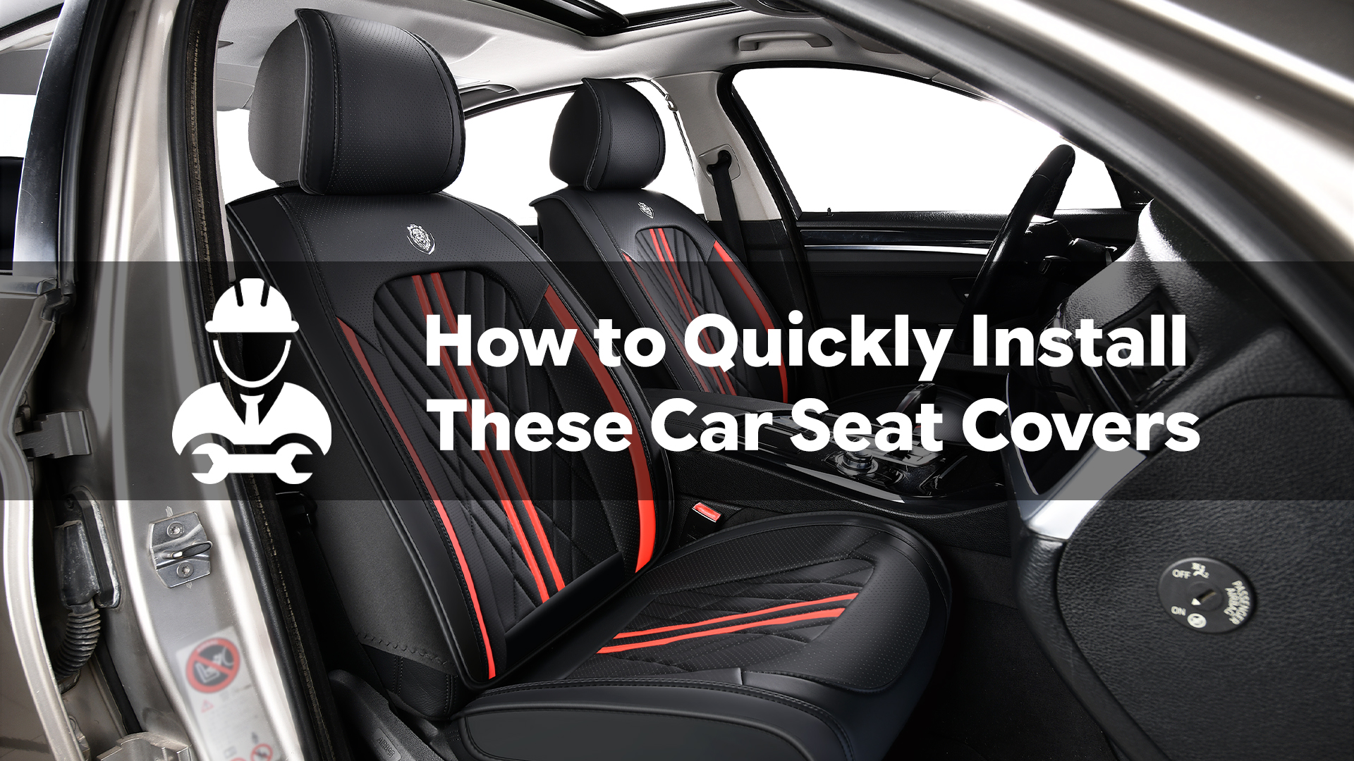 thumbnail video image 2 of Car Seat Covers，Front and Rear, Fits Hyundai Venue 2021, Gray and Black 5 Pieces, 2 of 10