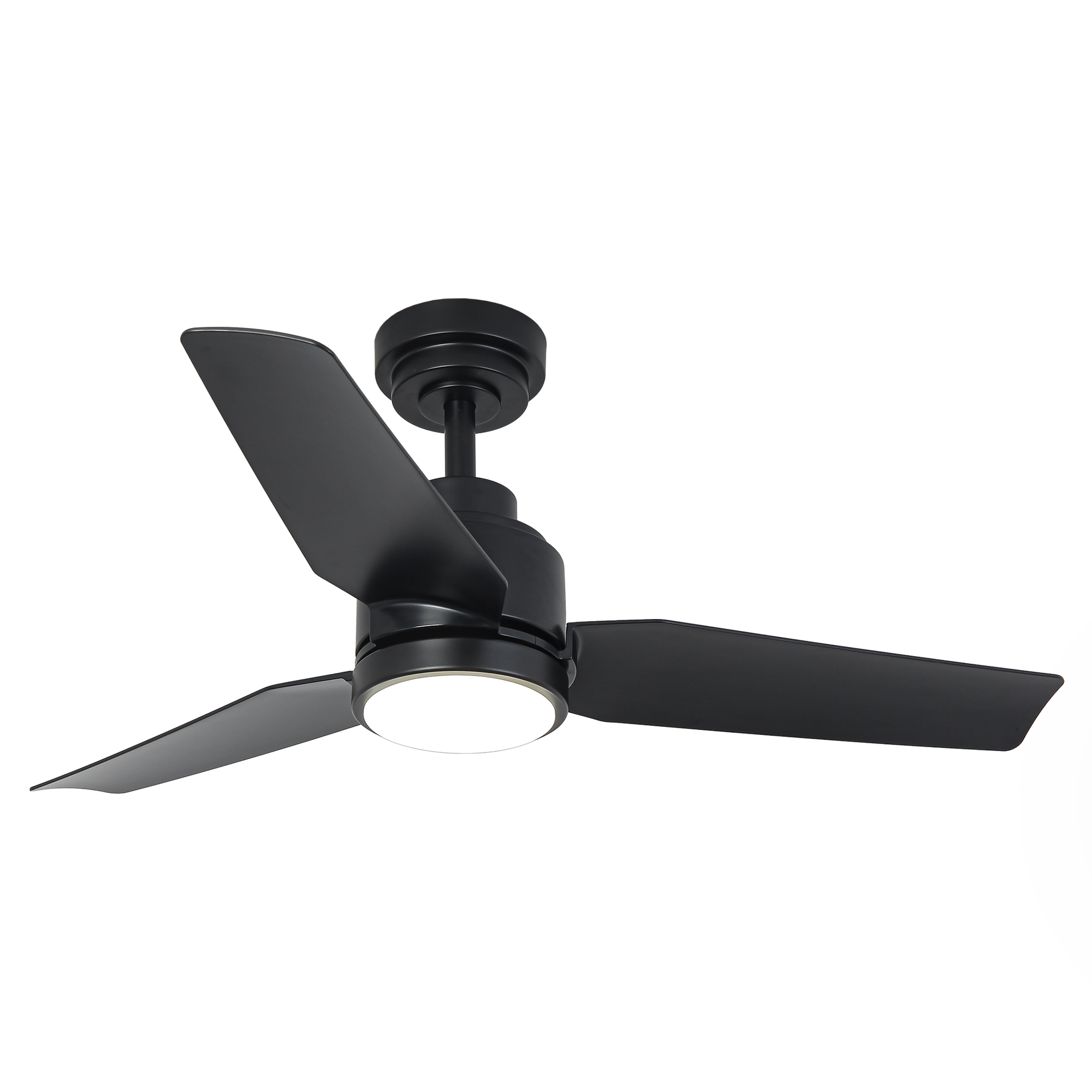 thumbnail video image 2 of 42" Modern Black Dimmable DC Motor Ceiling Fan with Light and Remote for Bedroom and Office, 2 of 18