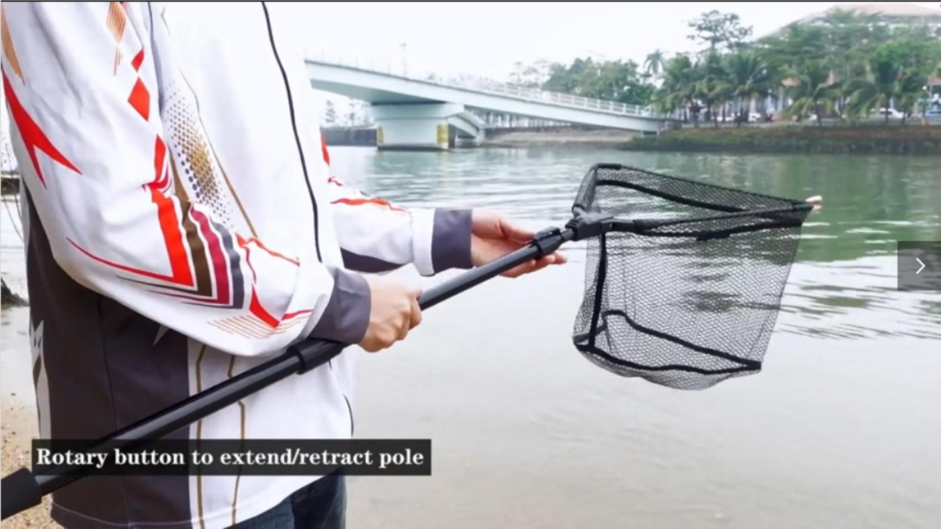 thumbnail video image 2 of SAN LIKE Fishing Net Fish Landing Nets Collapsible Telescopic Sturdy Pole Handle for Saltwater Freshwater Extending to 36/43/71/98inches, 2 of 8