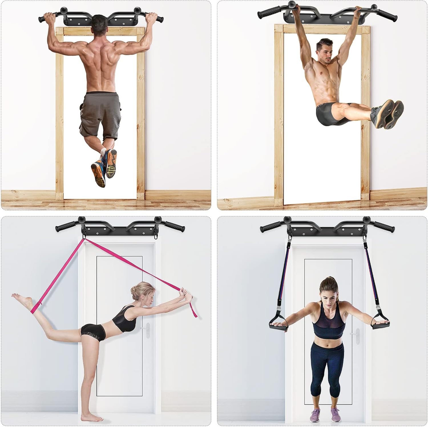 Runstore 48'' Heavy Duty Wall Mount Pull Up Bar, Multi-function Chin up ...