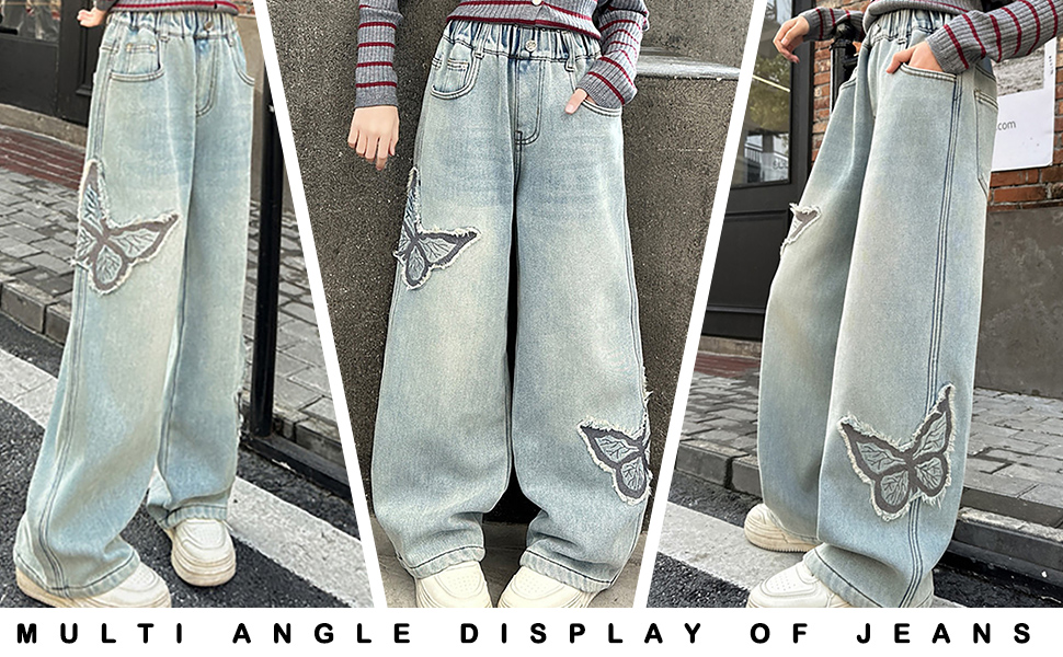 thumbnail video image 2 of THJRPQJFD Plus Size Petite Jeans Girls Ripped Jeans Black High Waisted Jeans High Black Pants Teen Boy Clothes 14-16 Clothes for 9 Year Olds Kids, Blue 11-12 Years, 2 of 10