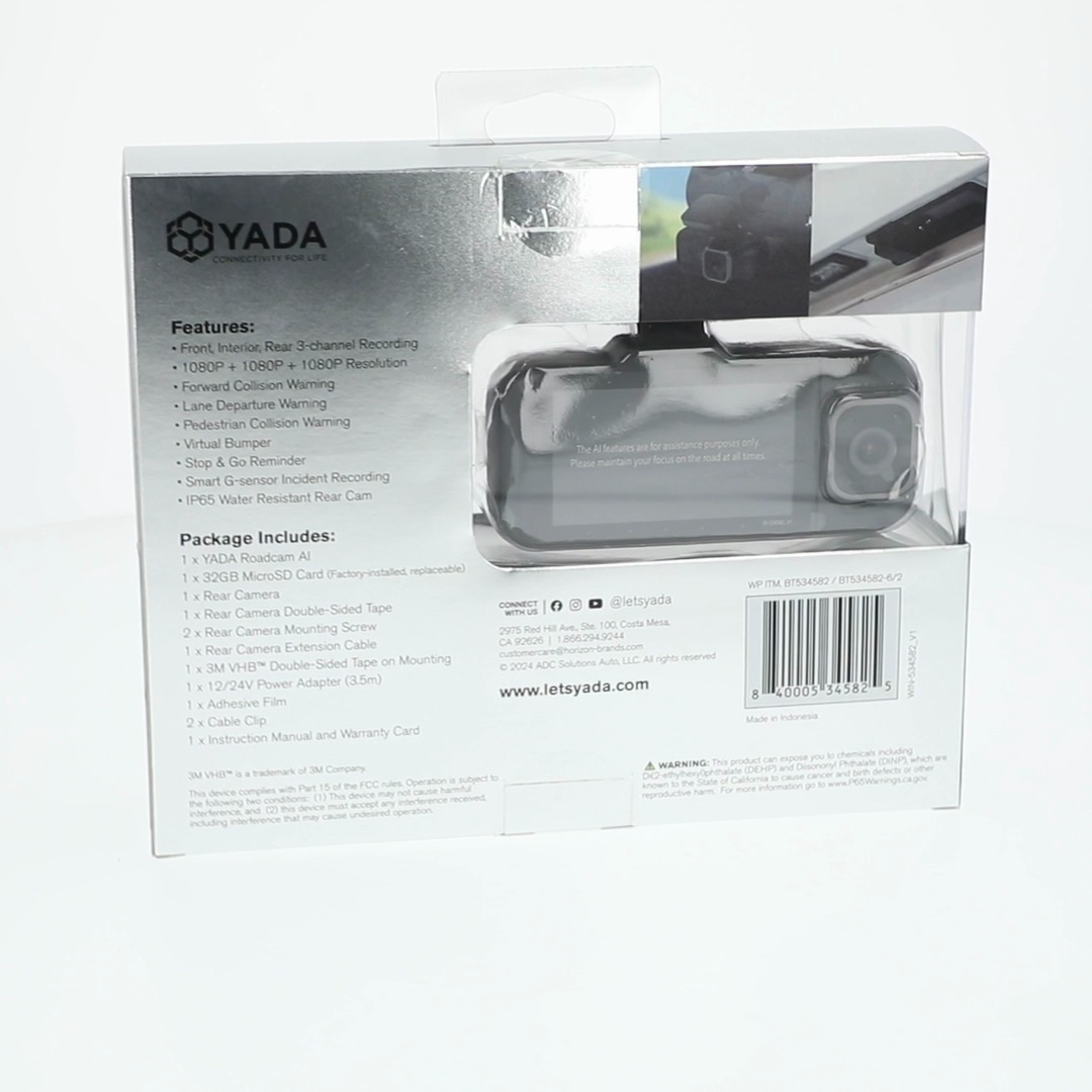 YADA Roadcam AI 3-Channel Dash Cam with AI-Powered Driver