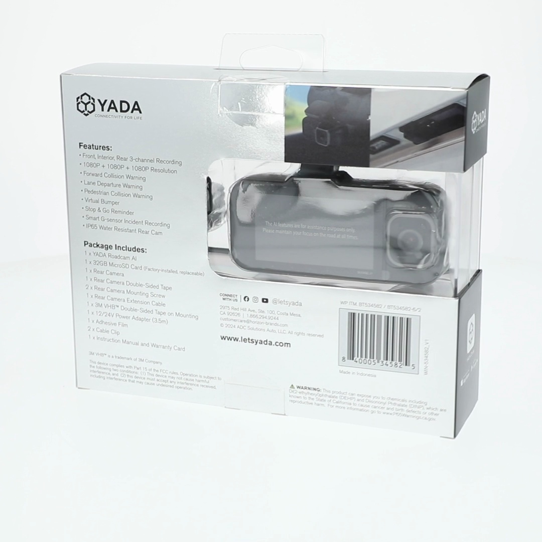 YADA Roadcam AI 3-Channel Dash Cam with AI-Powered Driver