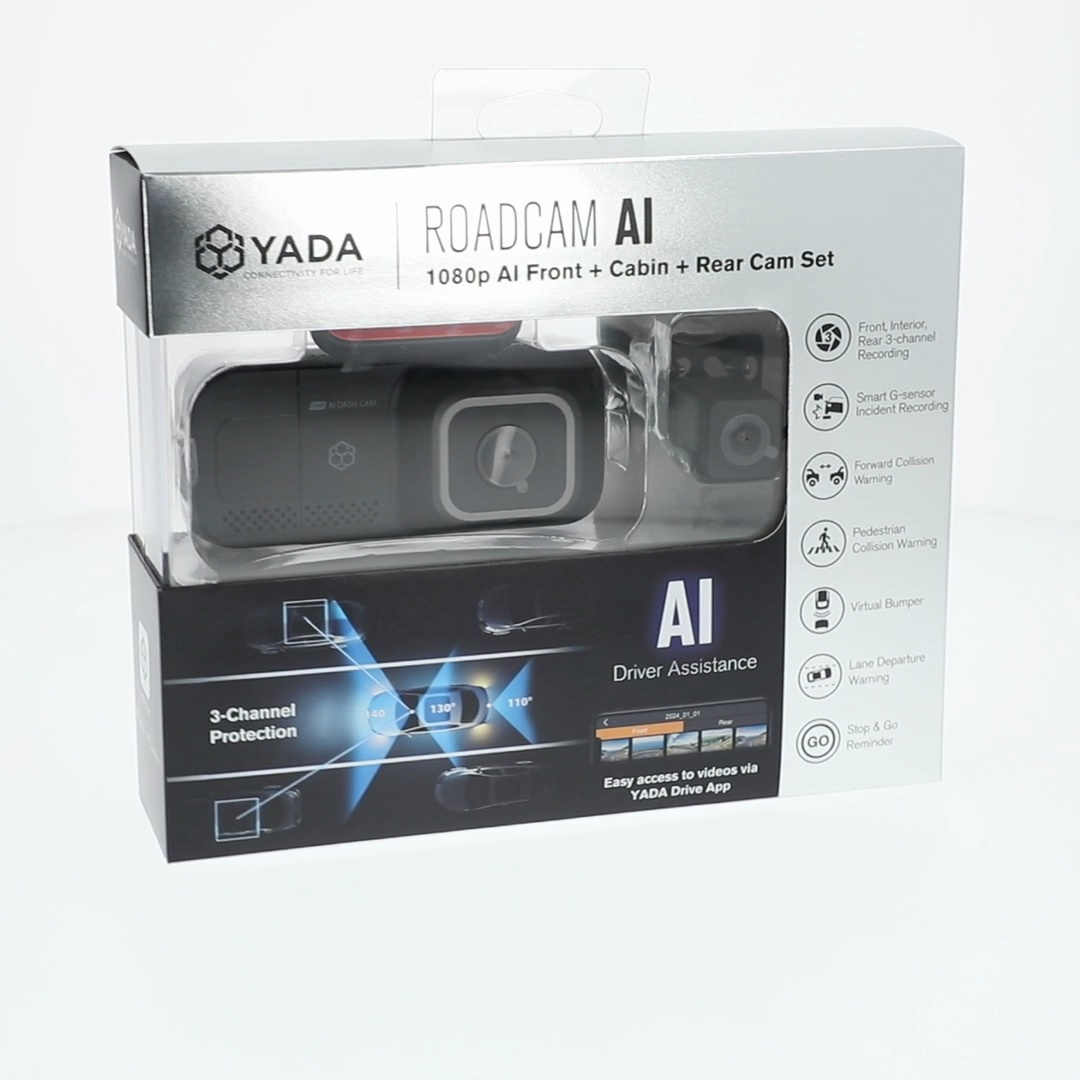 YADA Roadcam AI 3-Channel Dash Cam with AI-Powered Driver