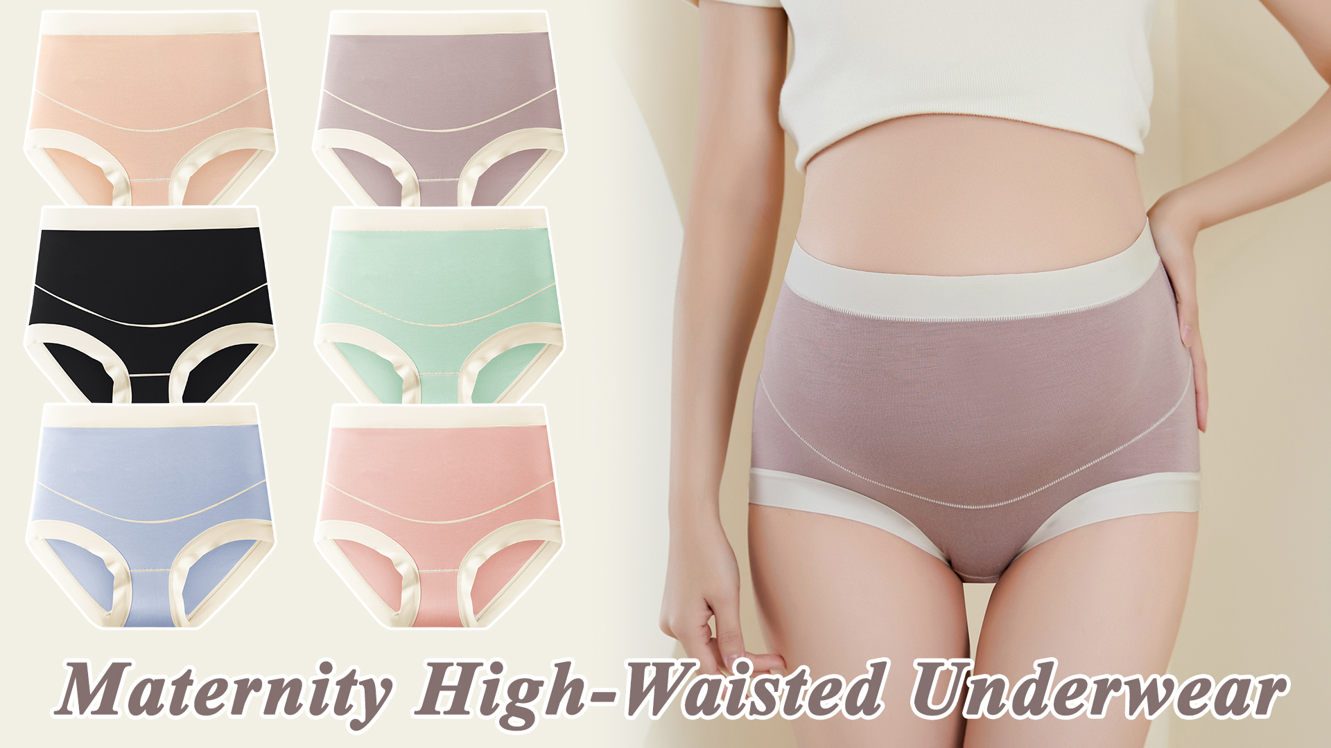 thumbnail video image 2 of Happy Cherry Maternity High Waisted Underwear Pregnancy Women Panties Postpartum Hipster Panty Pregnancy Under The Bump Comfortable Soft Modal Briefs 3 Pack 4XL, 2 of 7
