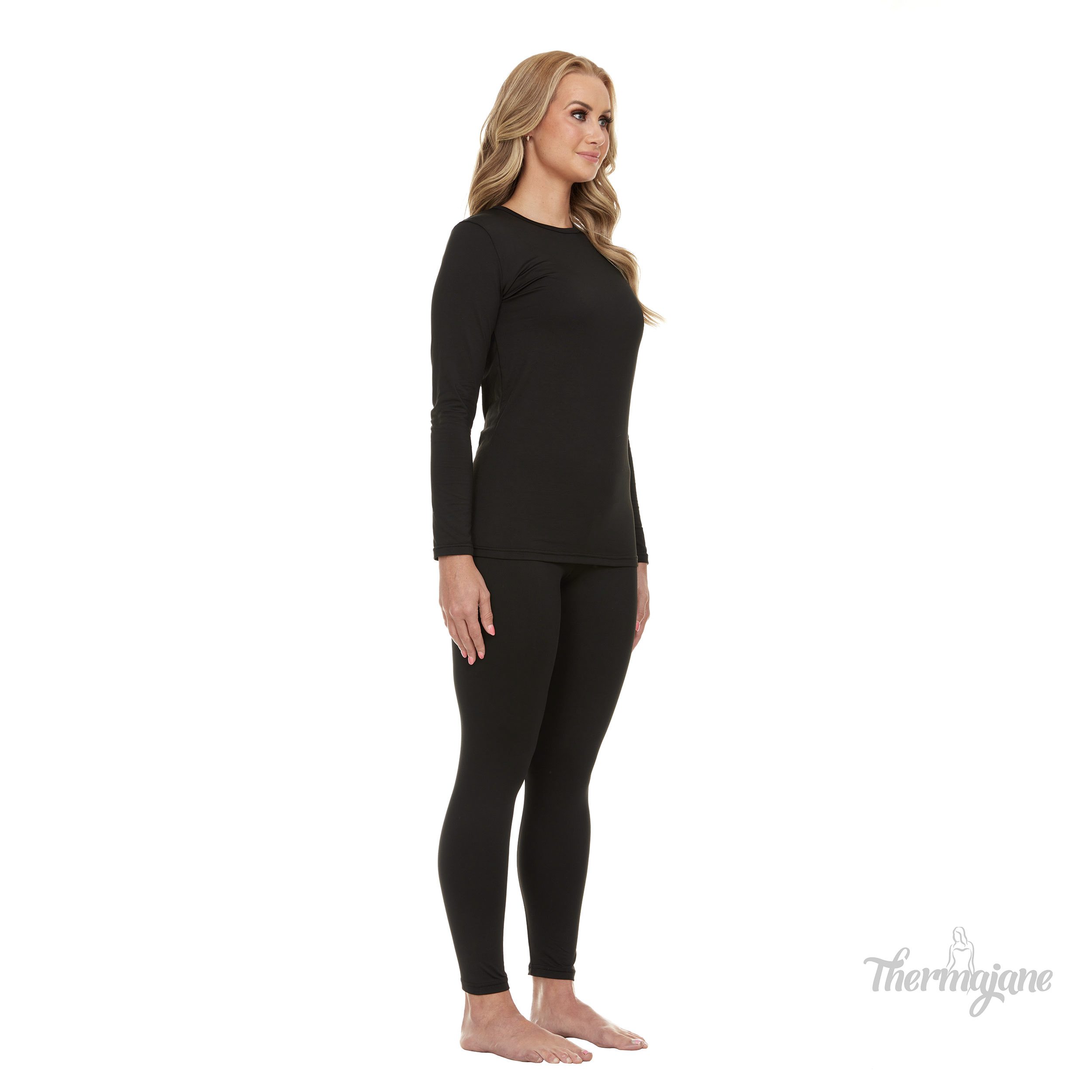  Thermajane 2 Pack Thermal Underwear Set Size L Crew Neck Nude &  Scoop Neck Black : Clothing, Shoes & Jewelry