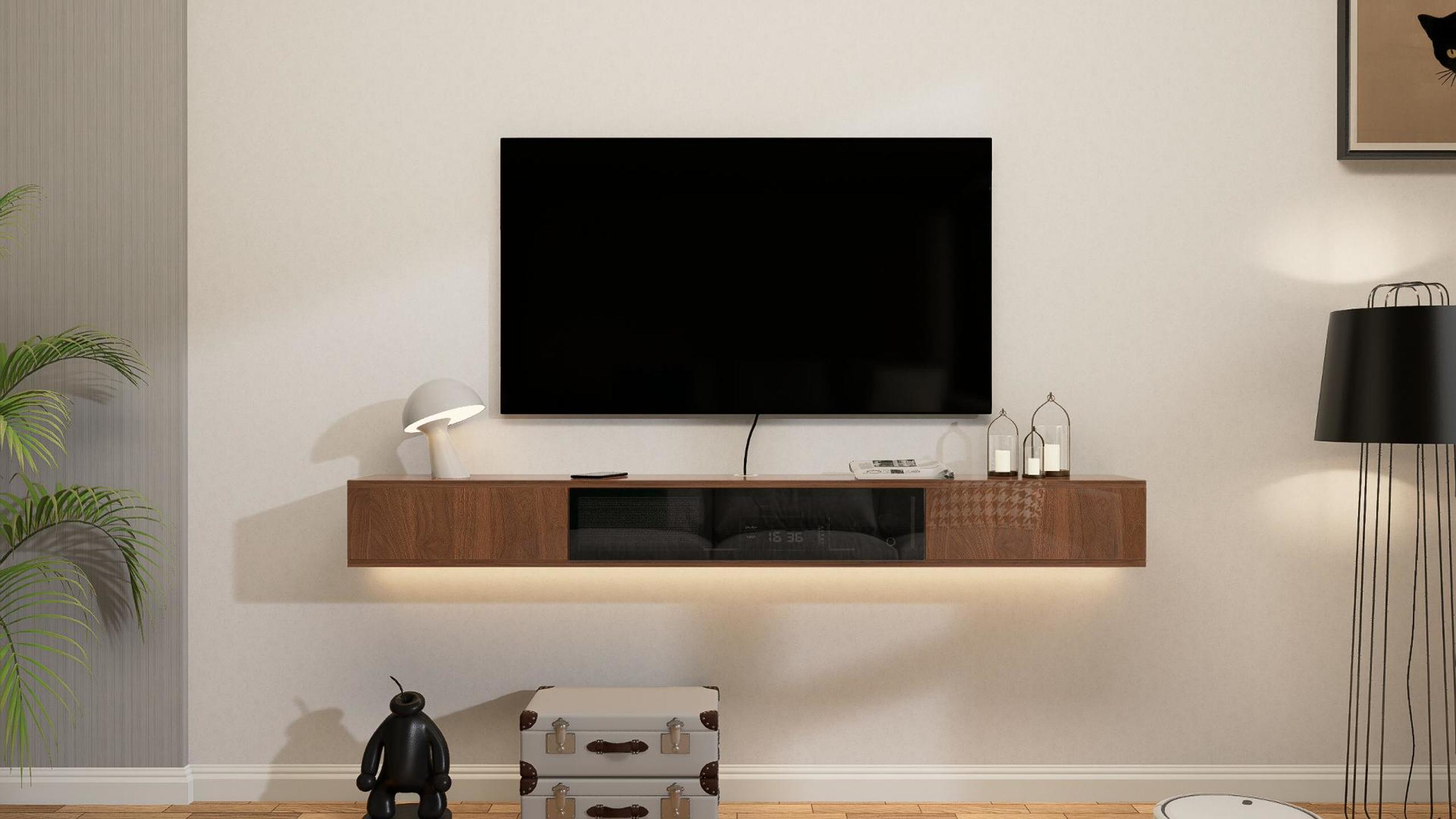 thumbnail video image 2 of FloatiCasa 55-Inch High Gloss Floating TV Stand Wall Mounted,for TVs up to 60", Floating Entertainment Center with Storage, 2 of 13