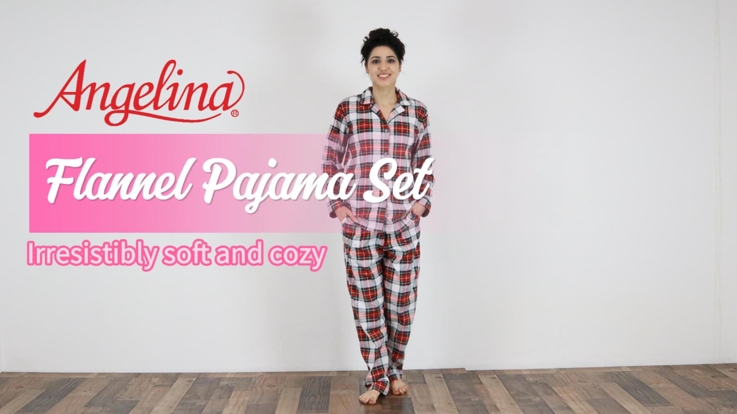 thumbnail video image 2 of Angelina COZY Flannel Pajama Set (1-Pack), 2 of 3