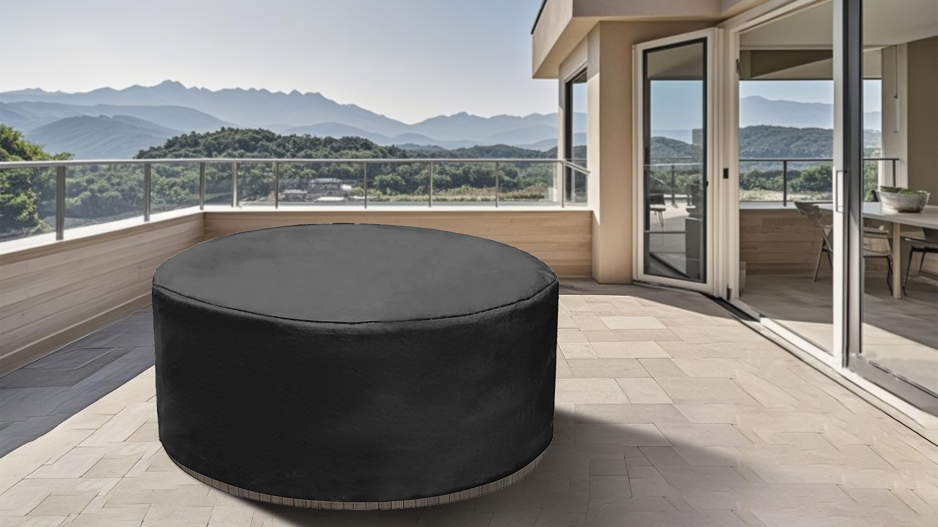 thumbnail video image 2 of 80 Inches Hot Tub Cover, Portable Round Foldable Bathtub Kids Inflatable Pool Cover - Outdoor Waterproof Dustproof Bathtub Cover Black, 2 of 7