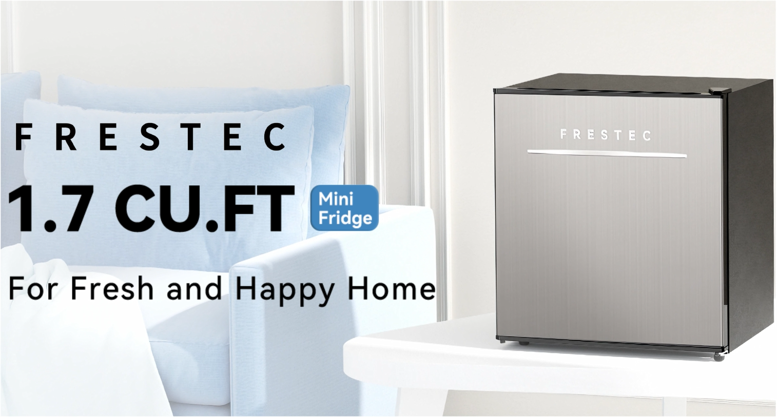 thumbnail video image 2 of Frestec 1.7 Cu Ft Single-Door Mini Fridge – Grey, New, 2 of 14