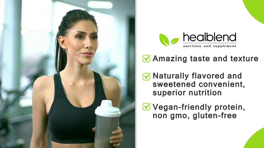 thumbnail video image 2 of Healblend Organic Vegan Protein Powder Chocolate Flavor - 20g Plant Based Pea Protein Isolate for Muscle Support and Recovery - Non-GMO, Gluten-Free, Soy-Free - 16 OZ, 2 of 10