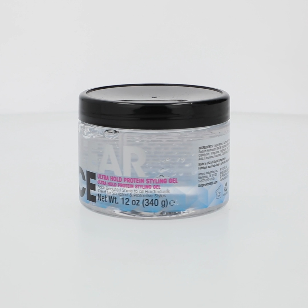 Ampro Clear Ice® Ultra Hold Protein Unisex Styling Gel, Coily Hair
