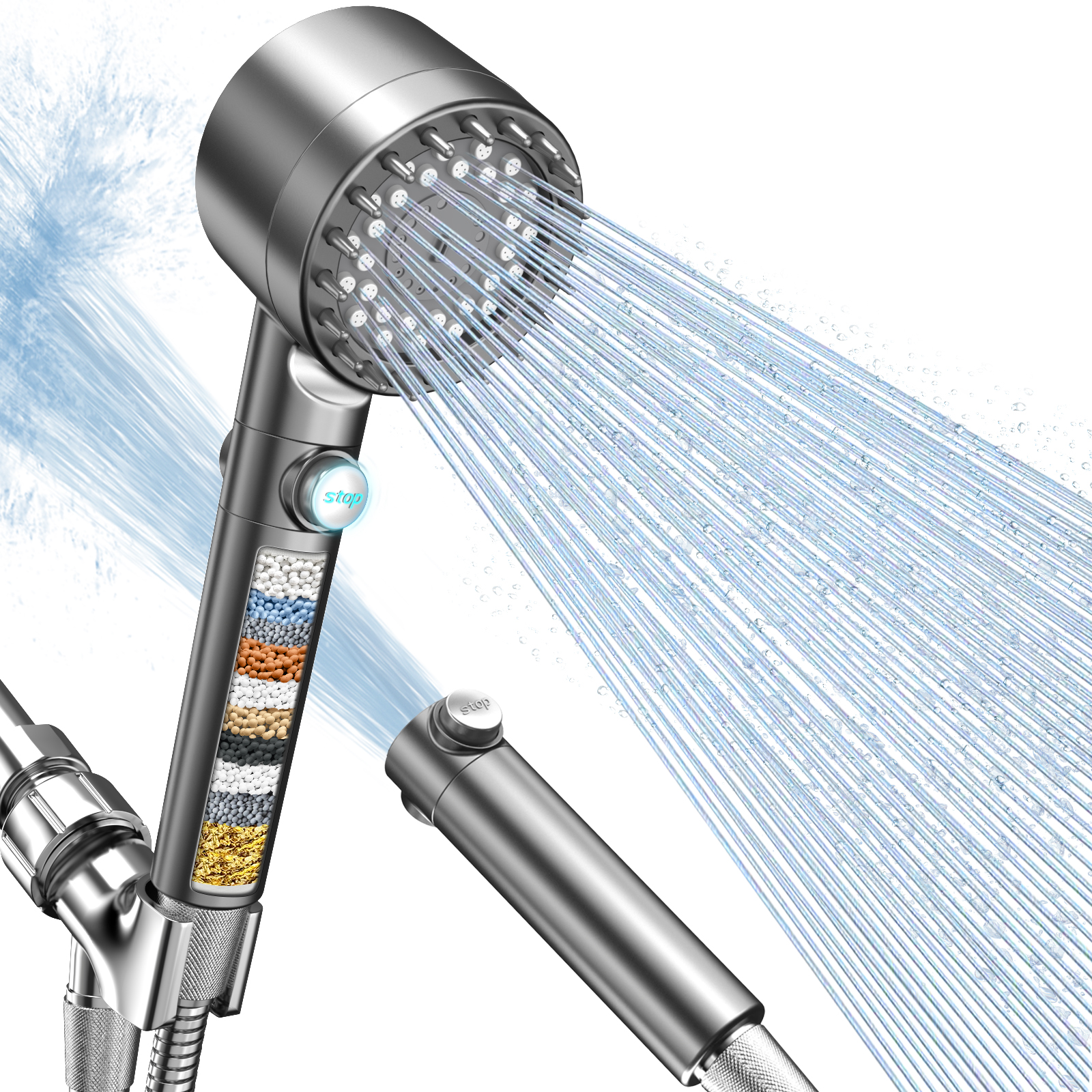 FEELSO High Pressure Shower Head with Handheld, Filtered Showerhead ...
