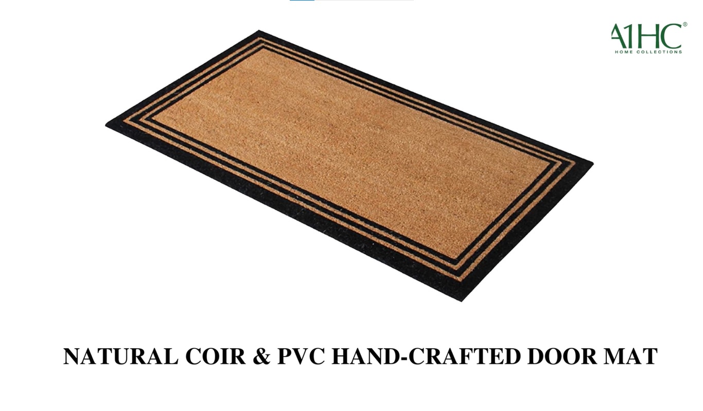 thumbnail video image 2 of A1HC Natural Coir Doormat With Classic Border Heavy Duty PVC Backing,0.75 Inch Pile Height, Natural Color, Boot Scrapper, Outdoor Doormat (24" X 39"), 2 of 8
