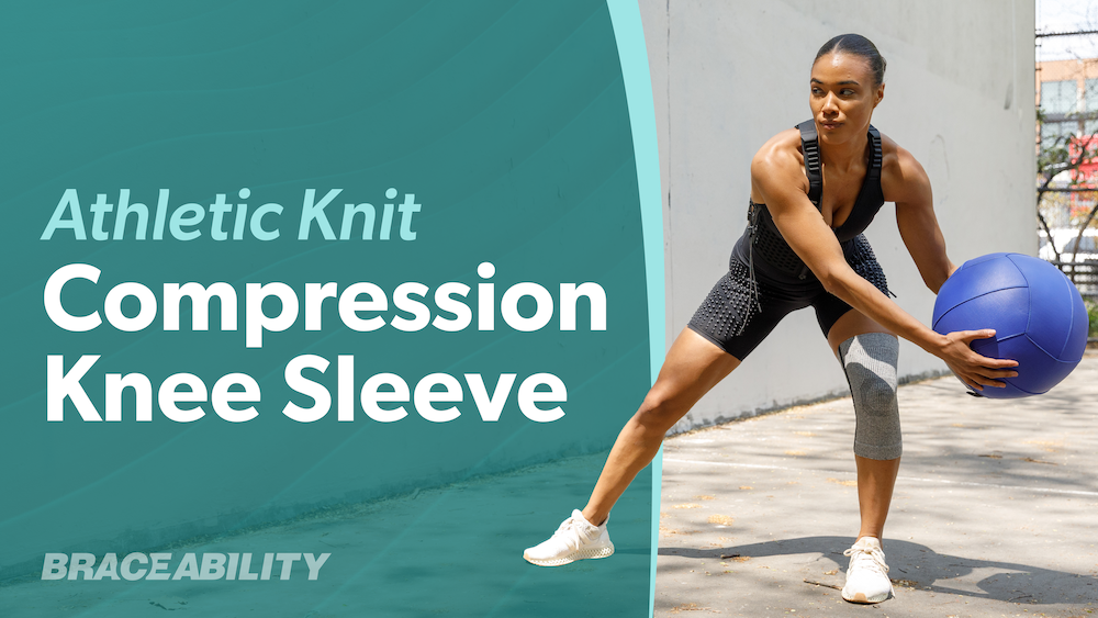 thumbnail video image 2 of BraceAbility Knee Compression Sleeve with Lightweight Knit Support for Joint Pain and Arthritis, XL/2XL, Gray, 2 of 10