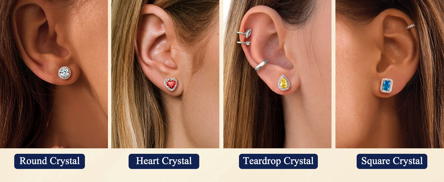 thumbnail video image 2 of Suplight Women 925 Sterling Silver Earrings Heart Birthstone Earrings Jewelry Gift for Women, 2 of 9