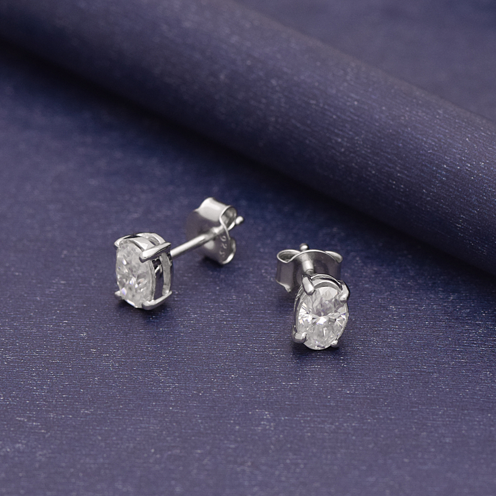 thumbnail video image 2 of 2 Carat Moissanite Diamond 925 Sterling Silver Solitaire Women Mother's Day Gift Earring, 2 of 7