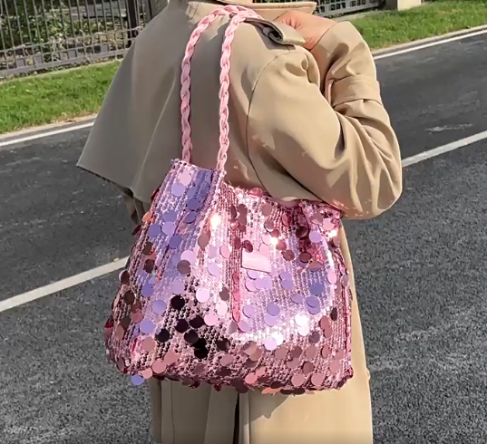 thumbnail video image 2 of YZEGDCH Women Gold Sequin Bag, Small Shoulder Tote, Sparkly Purse Clutch Handbags Evening Bag Party Bling Glitter Sparkle Sequin Purse, Best Birthday Valentines for YZEGDCH Women Mom Girlfriend, 2 of 7
