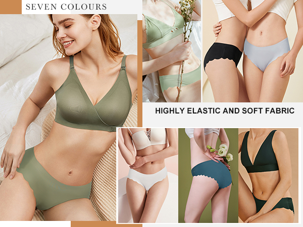 thumbnail video image 2 of Aijolen 7 Pack Women's Seamless Underwear Wave Edge No Show Cheeky Bikini Panties Invisible Briefs(S,Polaris Glow), 2 of 7
