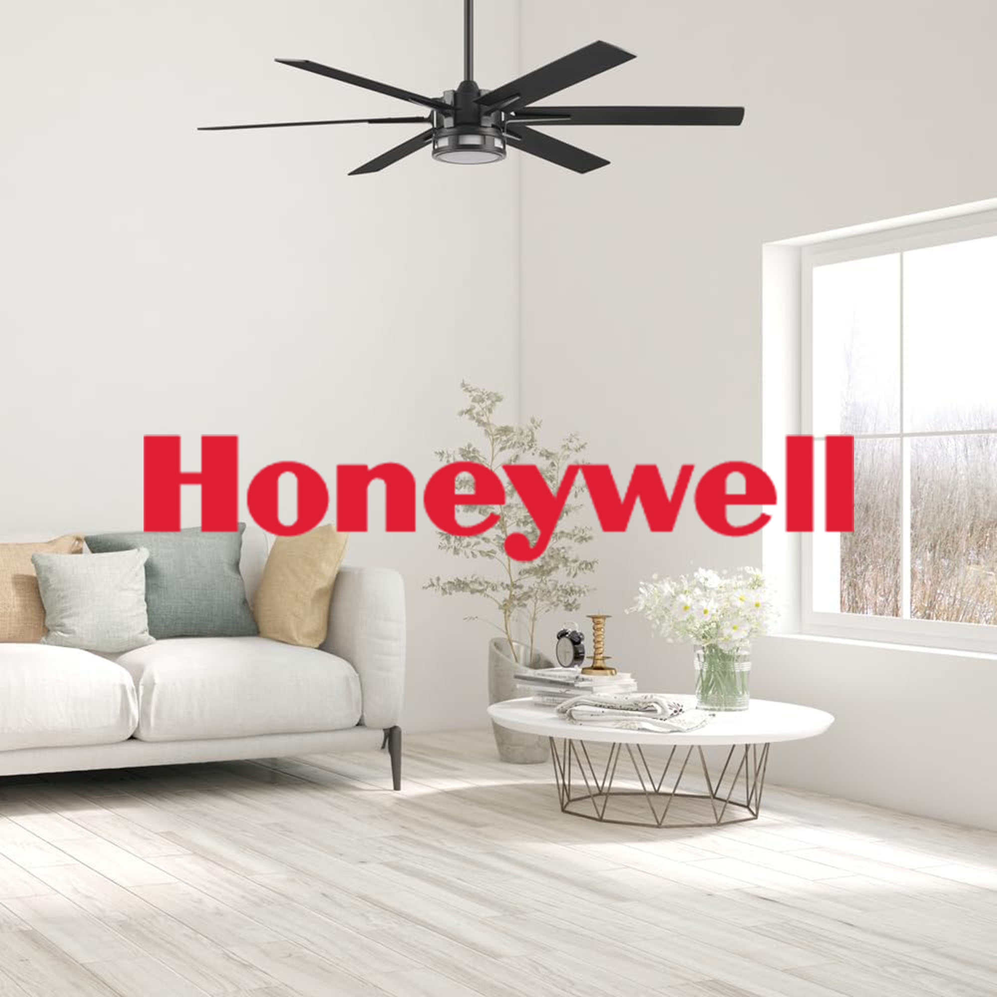 thumbnail video image 2 of Honeywell Kaliza Ceiling Fan, Color Changing LED and Remote Control, 60", Black, 2 of 13