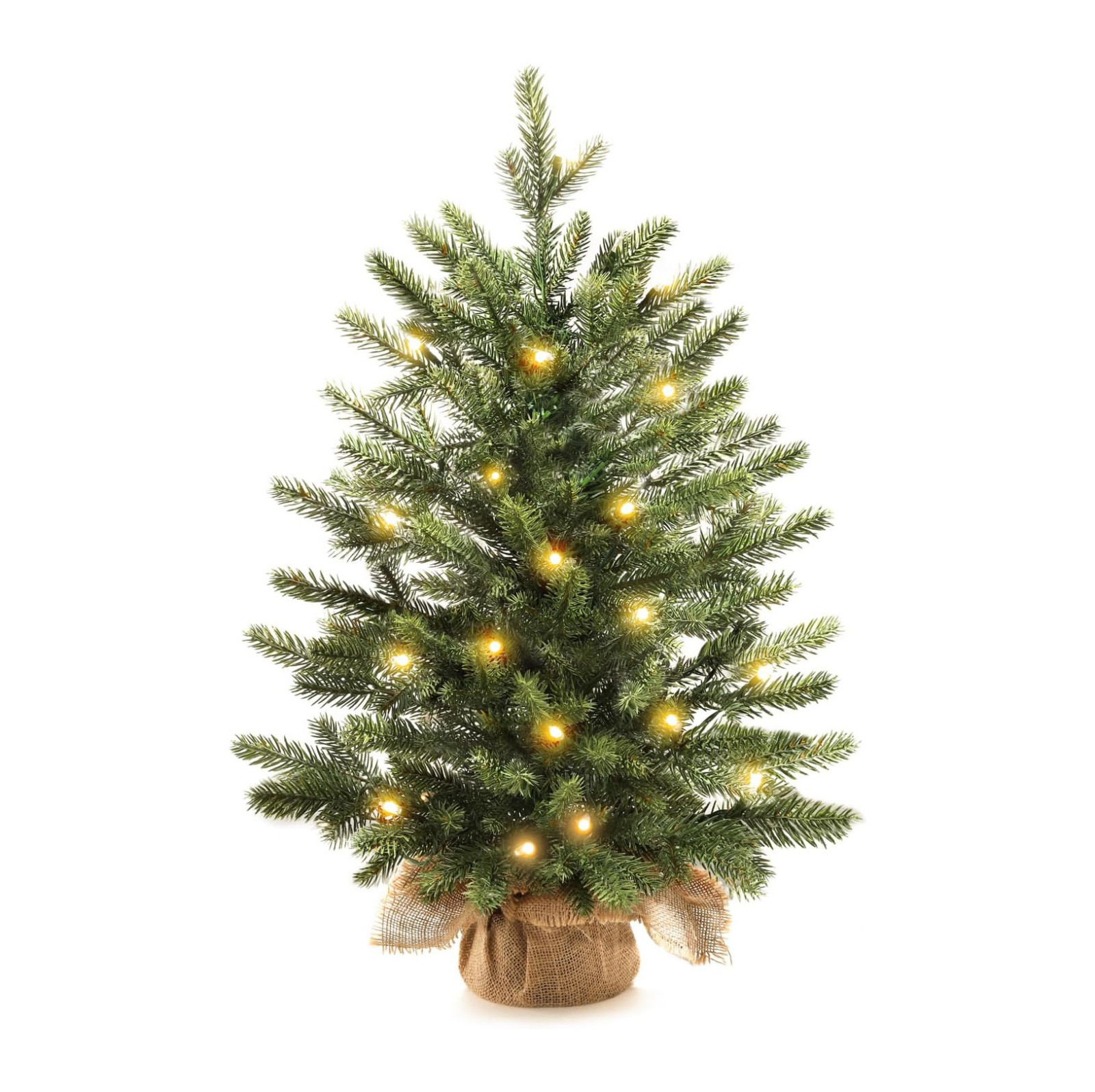thumbnail video image 2 of 1.5ft Pre-Lit Artificial Norfolk Pine Christmas Tree – Built-in LED Lights, Tabletop Faux Style, Pre-Assembled Holiday Decor for Home/Office, B, 4*18in, 2 of 6