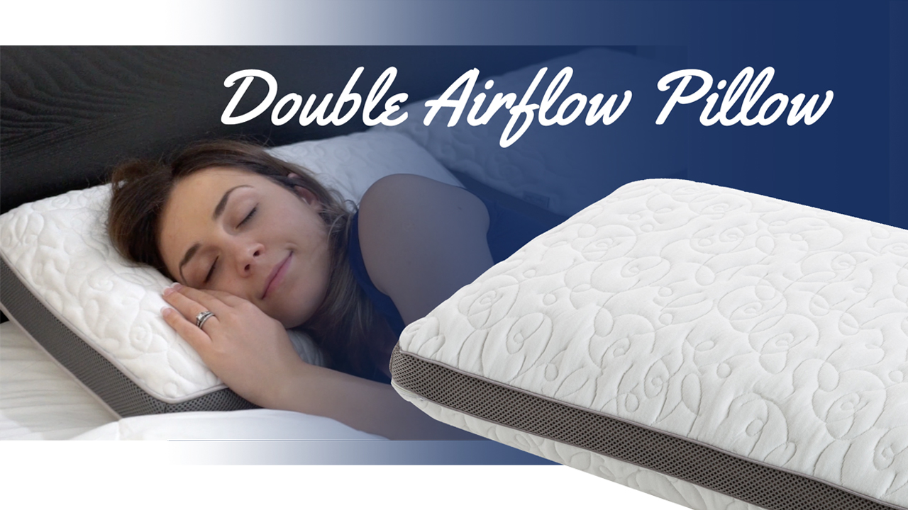thumbnail video image 2 of Perfect Cloud Double Airflow Memory Foam Pillow 5.5” Breathable Cooling Standard Pillow, 2 of 10