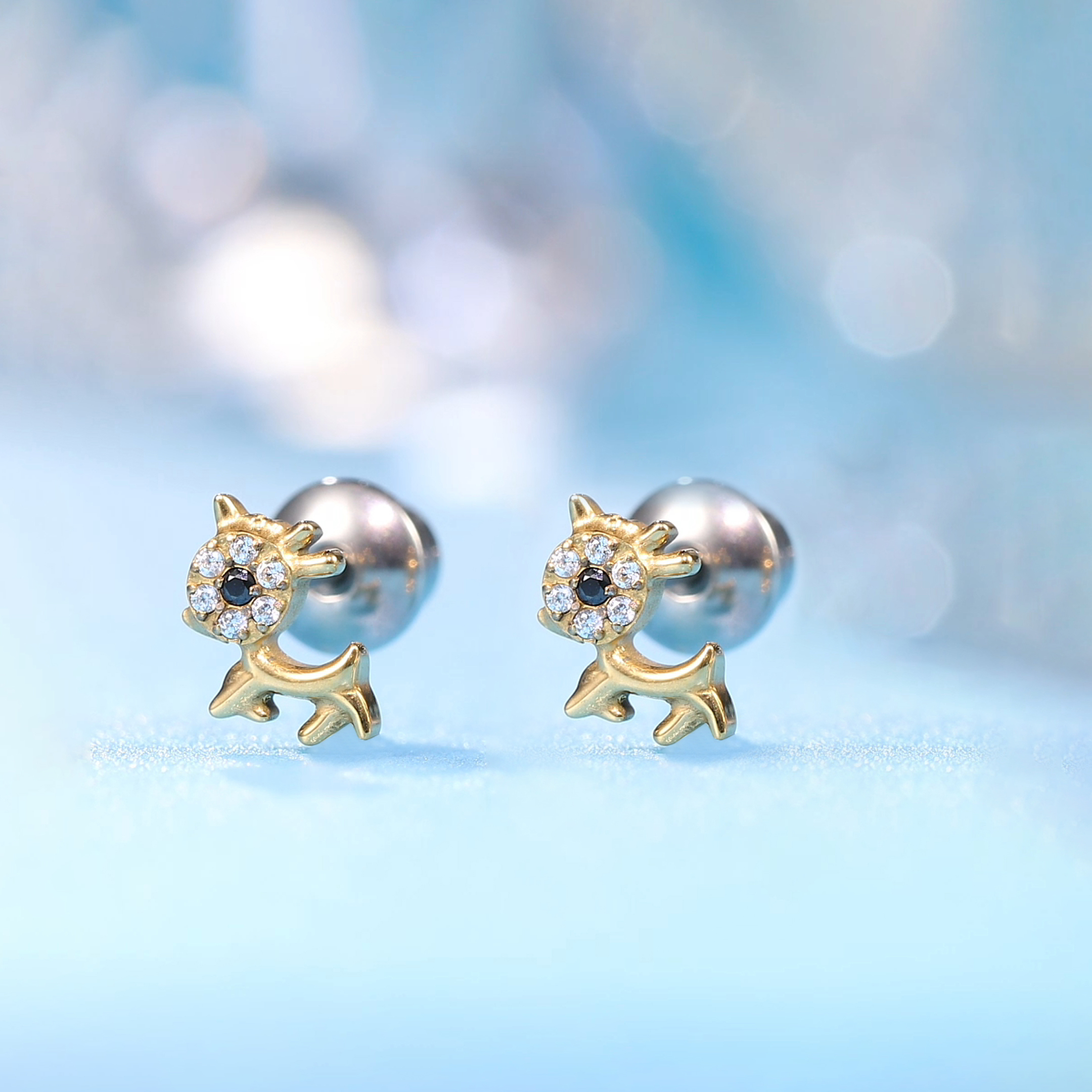 thumbnail video image 2 of Limerencia Titanium Screw-on Earrings, Hypoallergenic, Puppy Shaped Studs for Women and Men with Sensitive Ears, 2 of 7