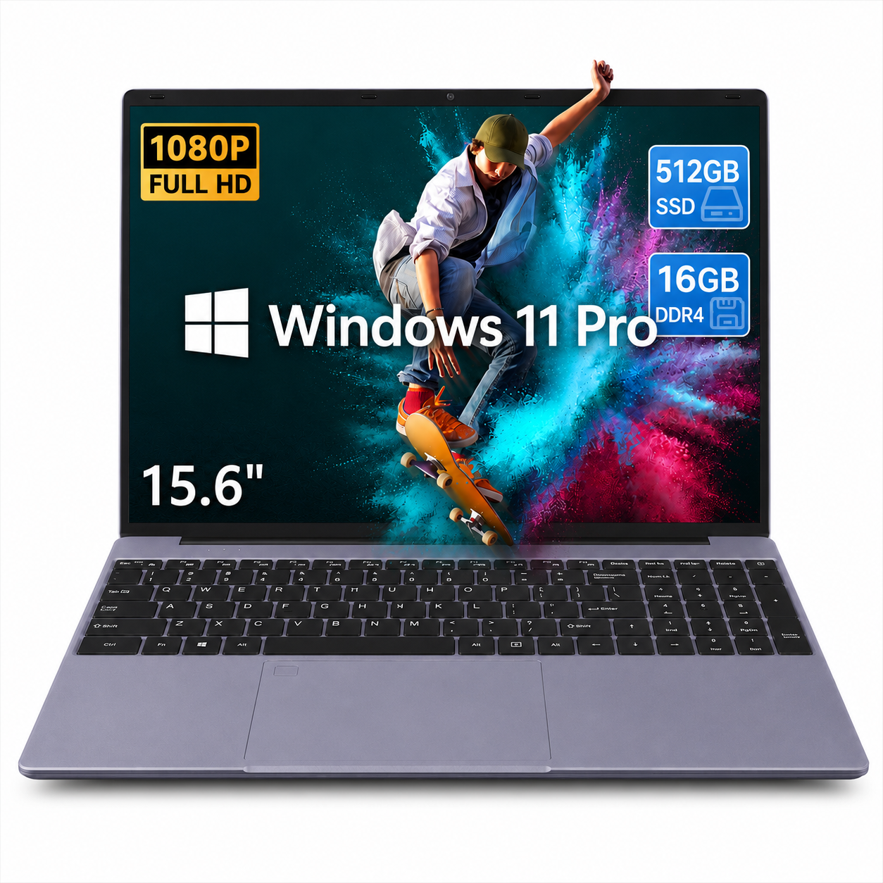 thumbnail video image 2 of MiniHyper 15.6" Student Laptop , AMD Ryzen 3 Up to 3.5GHz, 16GB RAM, 512GB SSD, Backlit Keyboard & Fingerprint Unlock, Windows 11 Pro, 2-Year Warra, 2 of 16