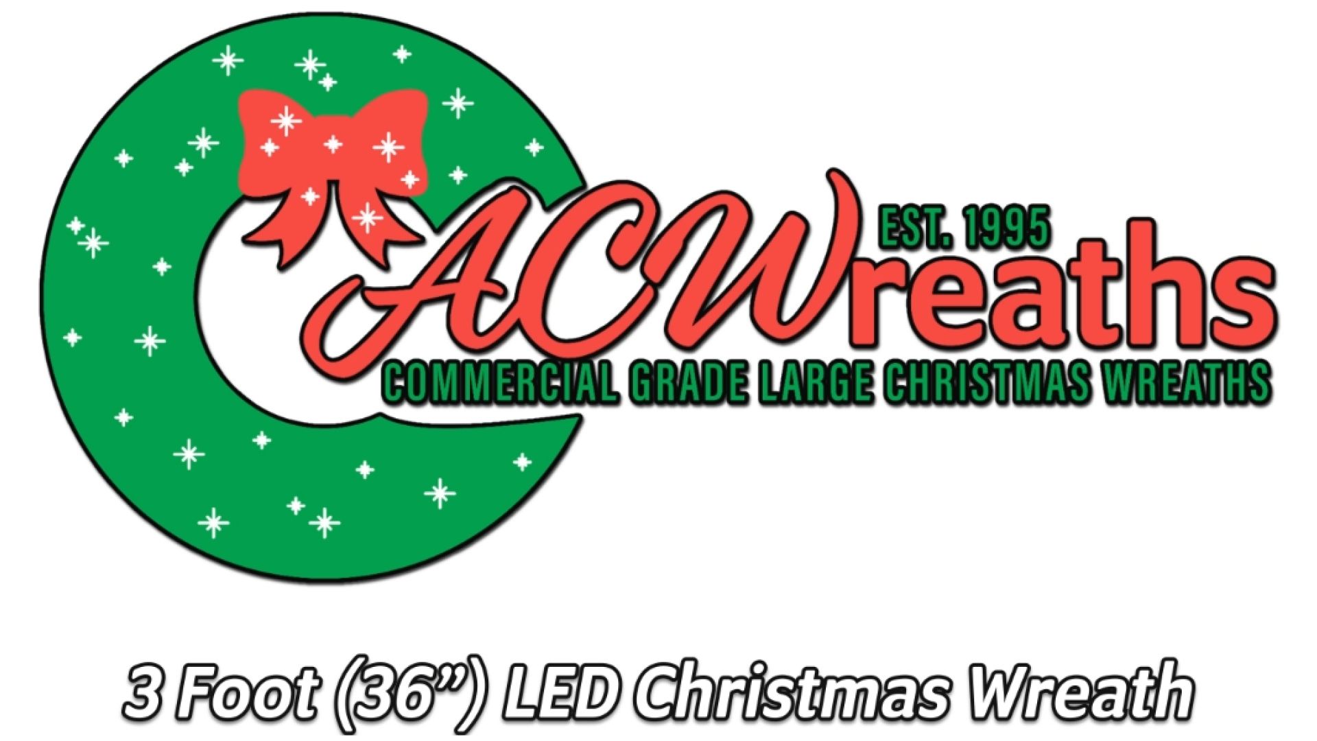 thumbnail video image 2 of 3 Foot (36 inch) Color Changing LED Christmas Wreath with Prelit Red Bow, 2 of 5