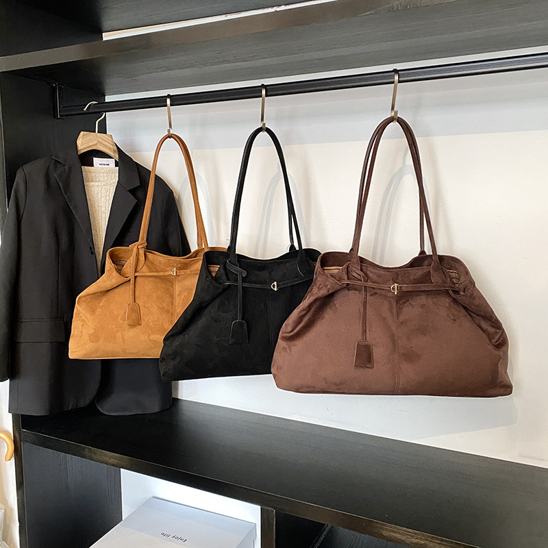 thumbnail video image 2 of SPEKSEE Women Suede Tote Bag Solid Color Handbag Large Capacity Underarm Bag Trendy Satchel Bag for Work Travel Shopping, 2 of 19