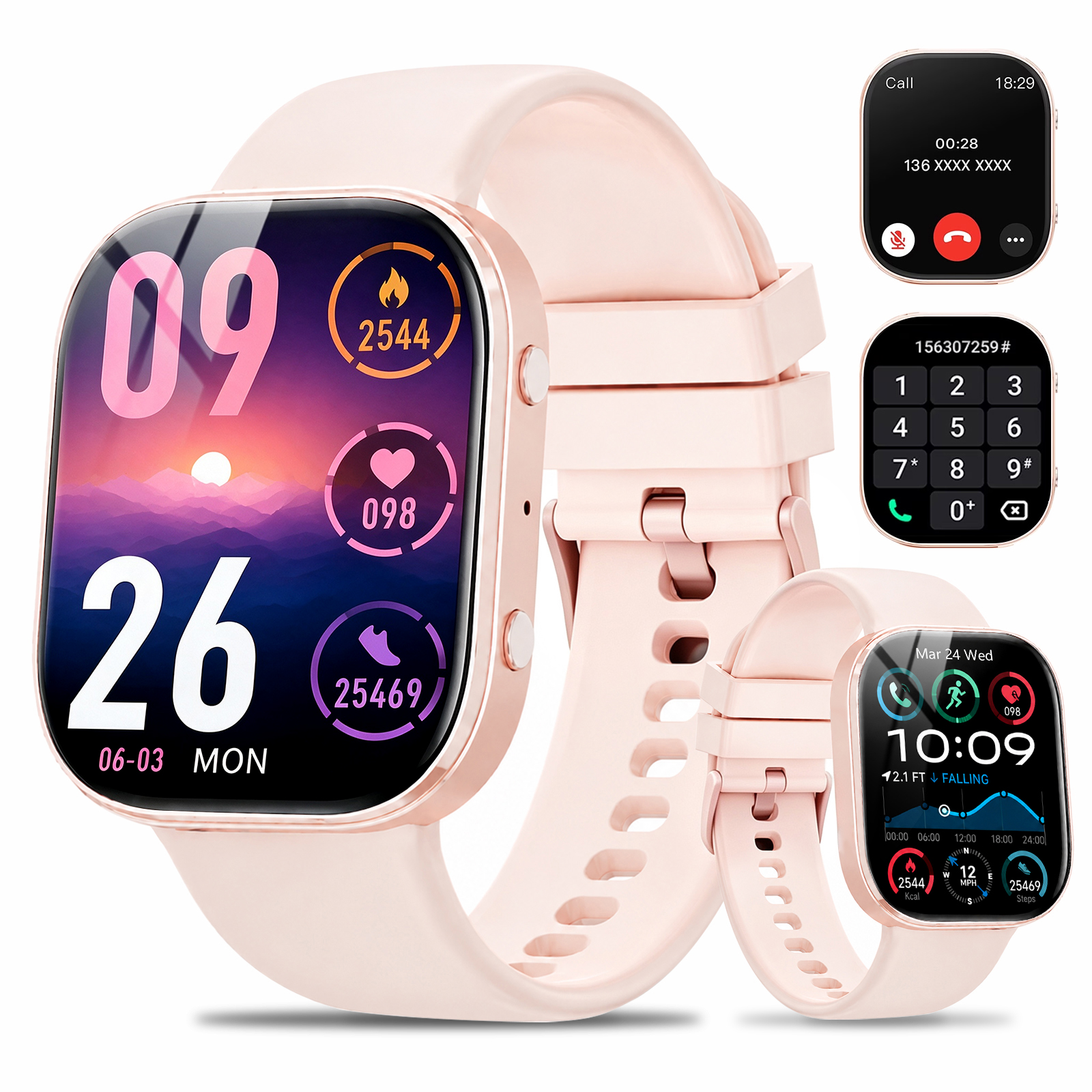thumbnail video image 2 of Minsxk 1.88''HD Smart Watch Fits for Android and IPhone,Smartwatch for Women Men, IP68 Waterproof, Bluetooth Answer Calls, Fitness Tracker with Multi Sport Modes,for Gift (Pink), 2 of 9