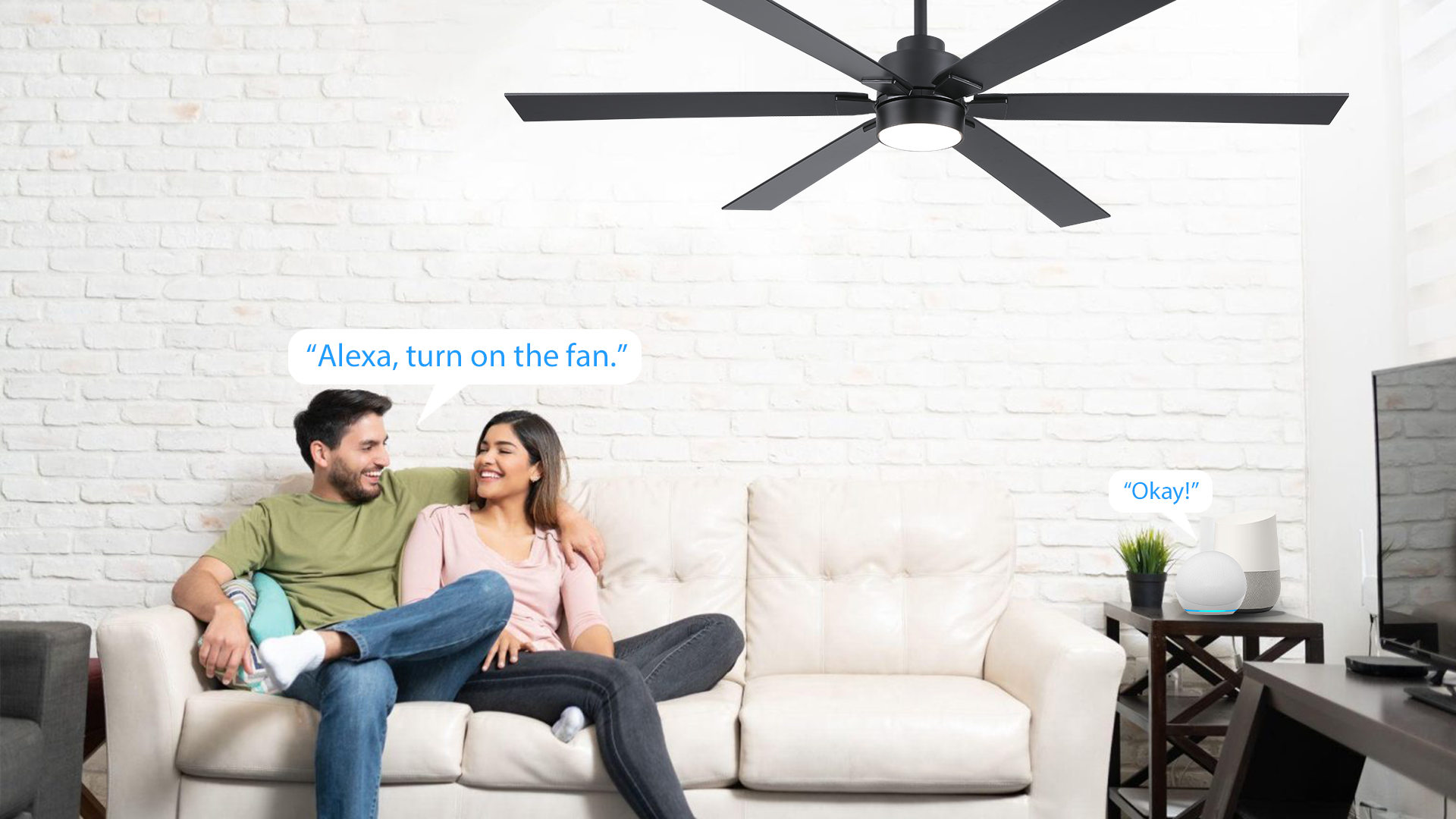 thumbnail video image 2 of 66 inch Smart Ceiling Fans with Lights Alexa Control, Dual Finish 6 Blades Modern Farmhouse High CFM Dimmable Quiet DC Fan for Indoor Outdoor, 2 of 12
