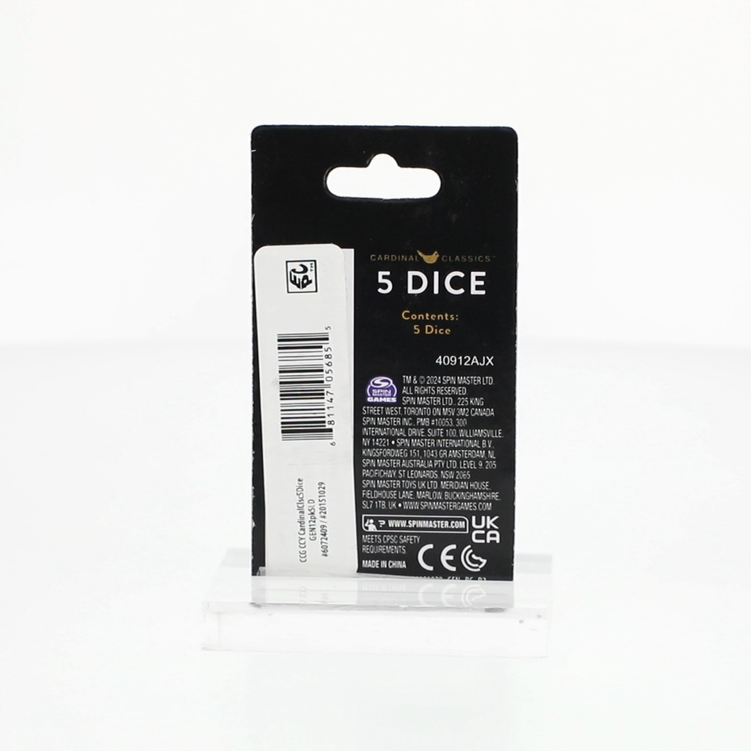 Cardinal 5-Pack Dice Set for Family Game Night, 6-Sided Plastic